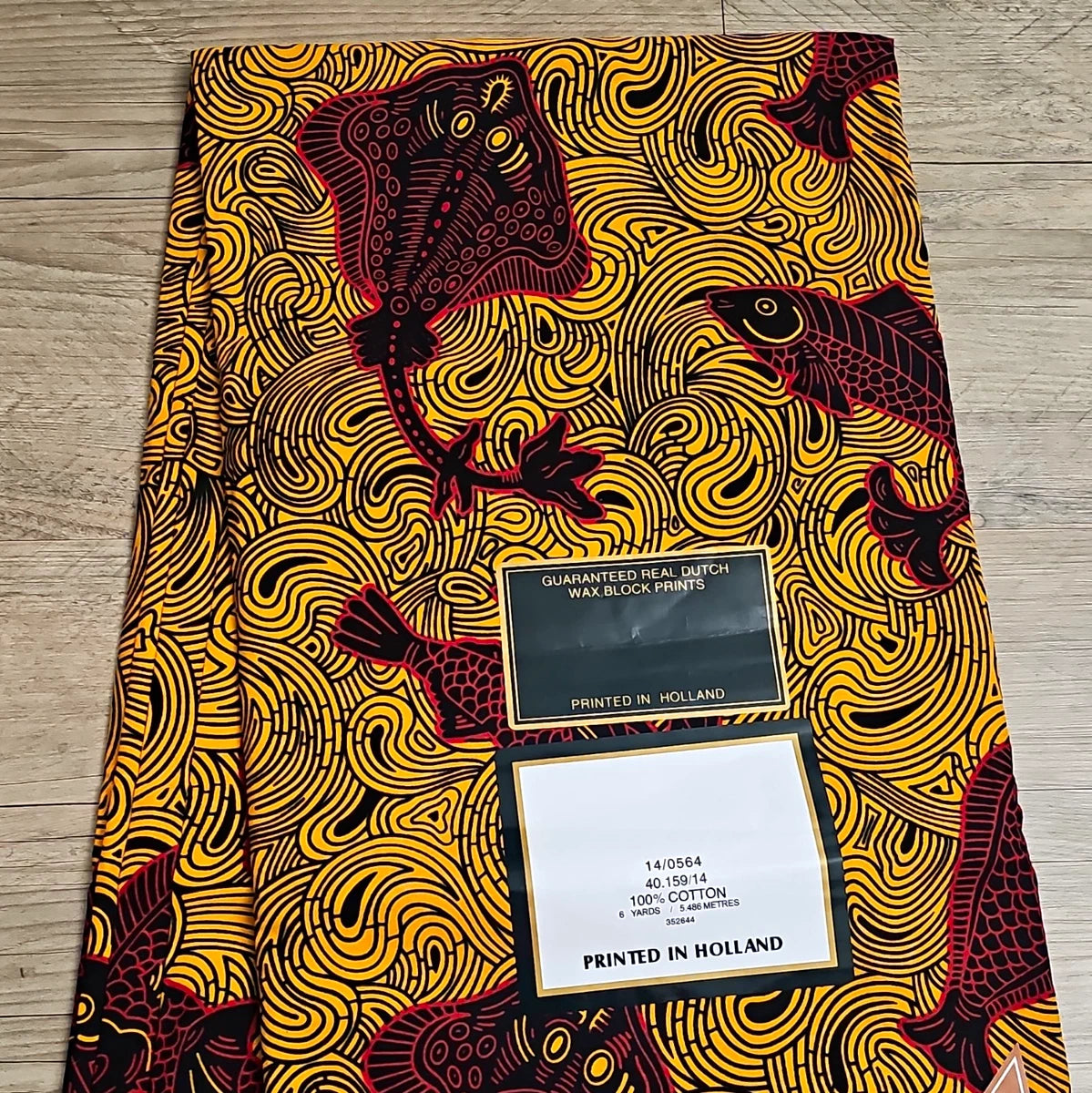 Golden Swirl Fish Ankara Wax Print Fabric – Burgundy Fish, 100% Cotton