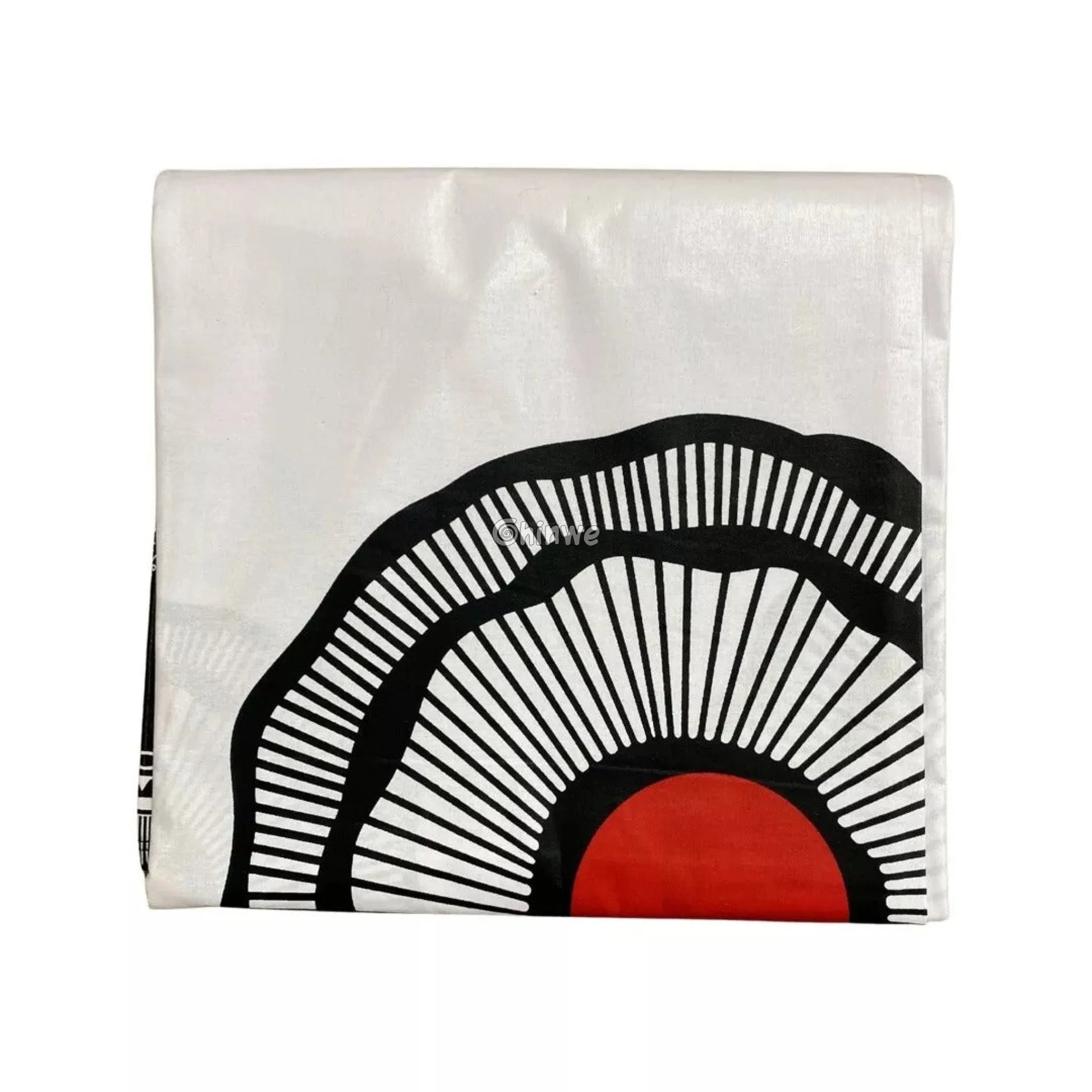 Black and White African Print Fabric with Red Sunburst and Geometric Patterns 6 Yards African Wax Print Fabric