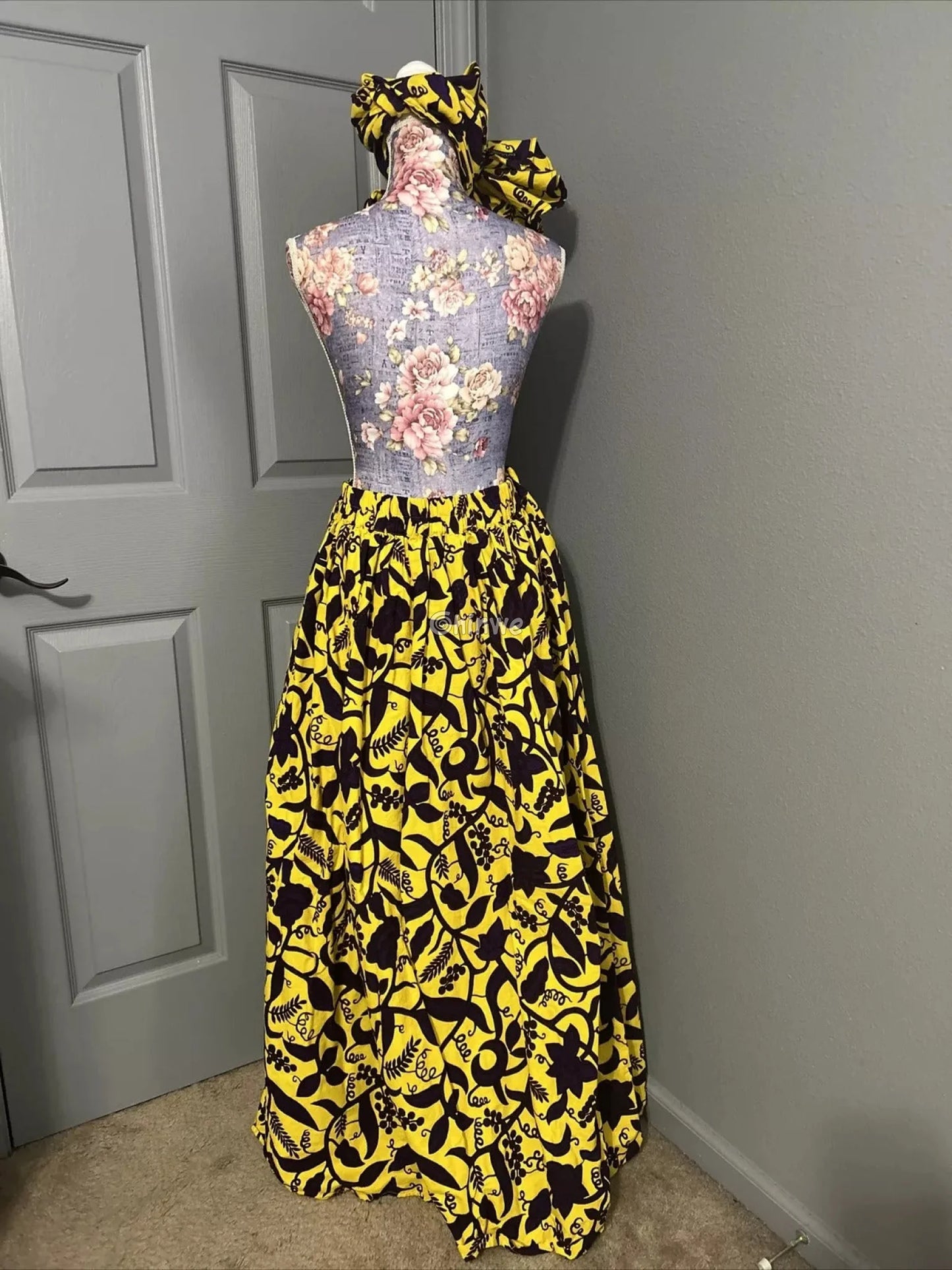 Vibrant Yellow and Purple Floral Vine African Print Fabric 6 Yards African Wax Print Fabric