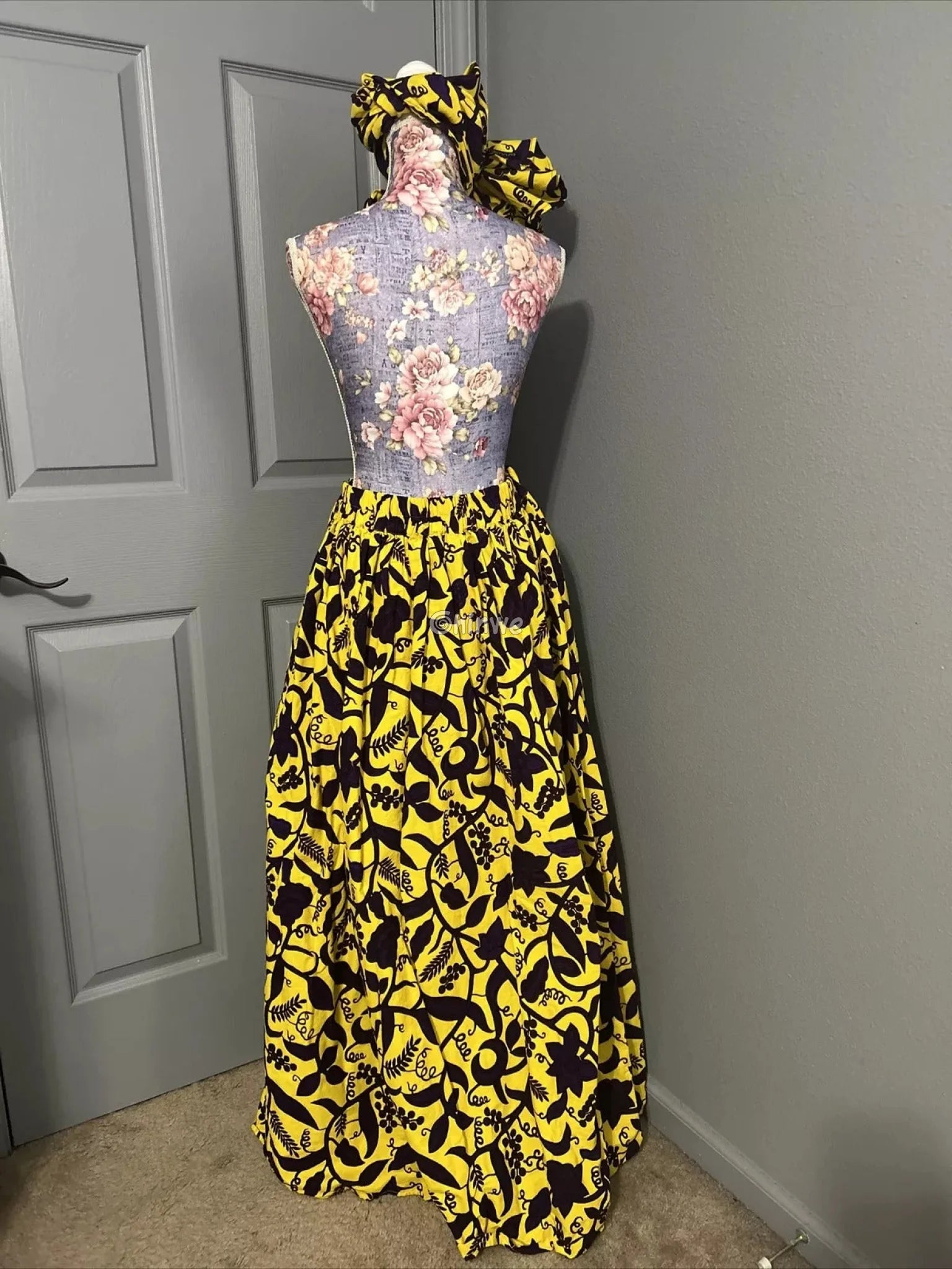 Vibrant Yellow and Purple Floral Vine African Print Fabric 6 Yards African Wax Print Fabric