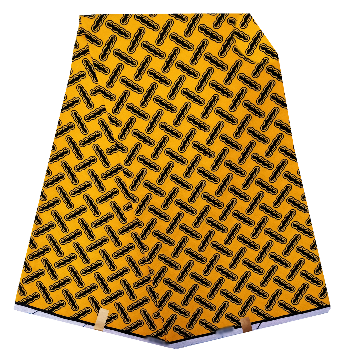 Yellow & Black Chain Link Ankara Wax Print Fabric, 100% Cotton