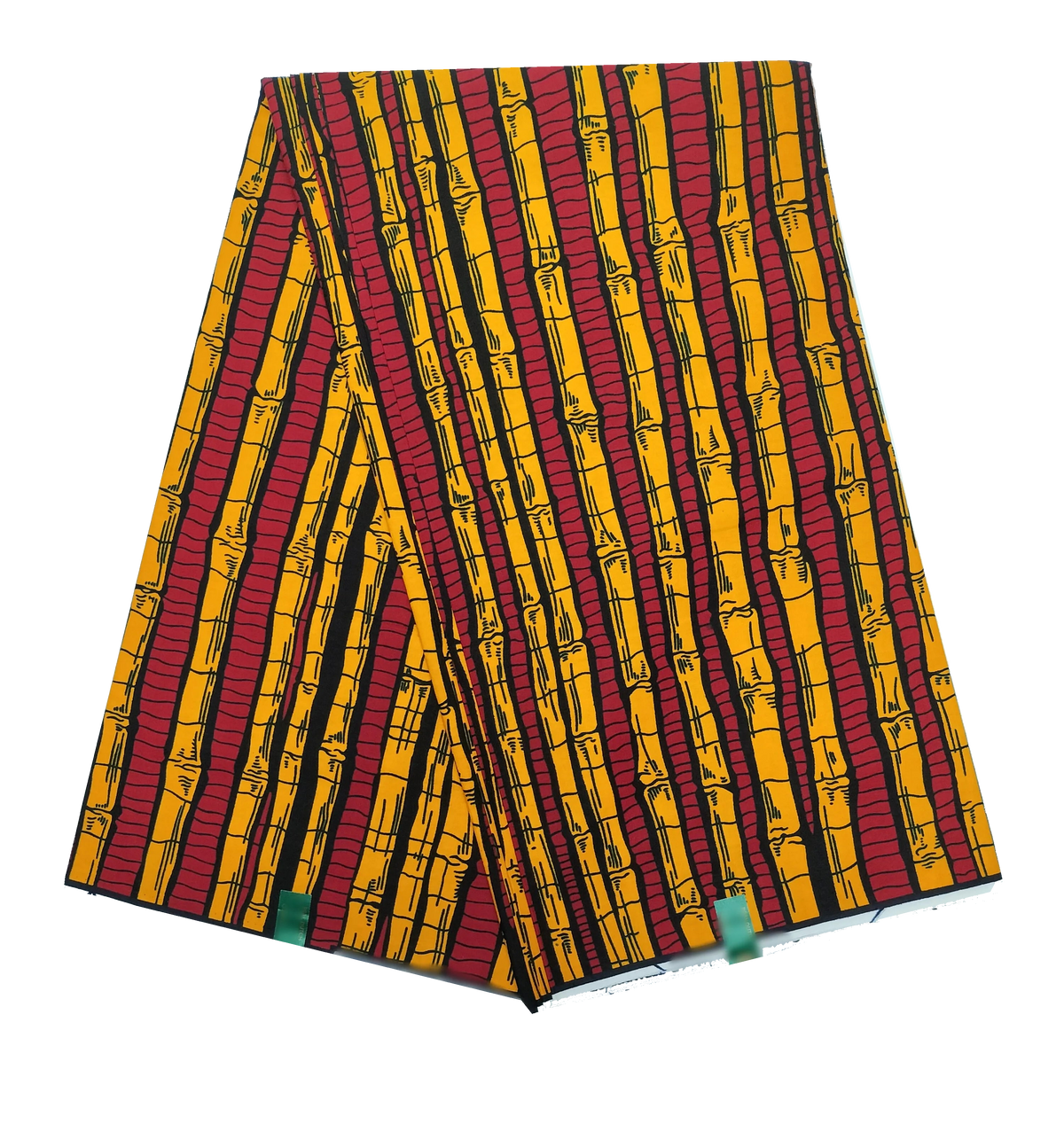Red and yellow bamboo stripe Ankara wax print