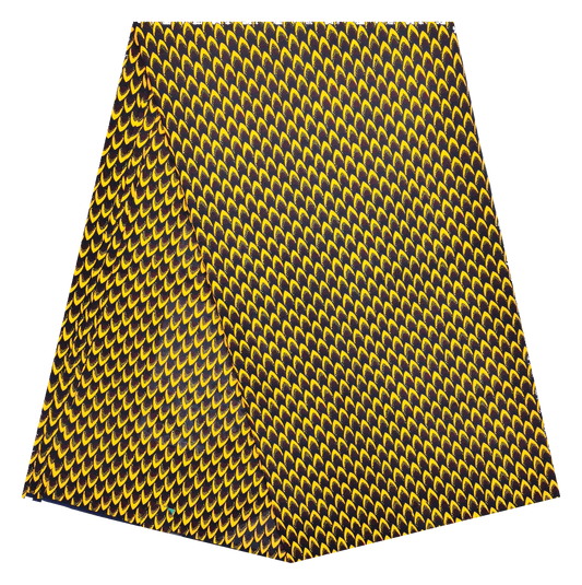 Black & Yellow Ankara Wax Print Fabric – Petal Scale Pattern, 100% Cotton