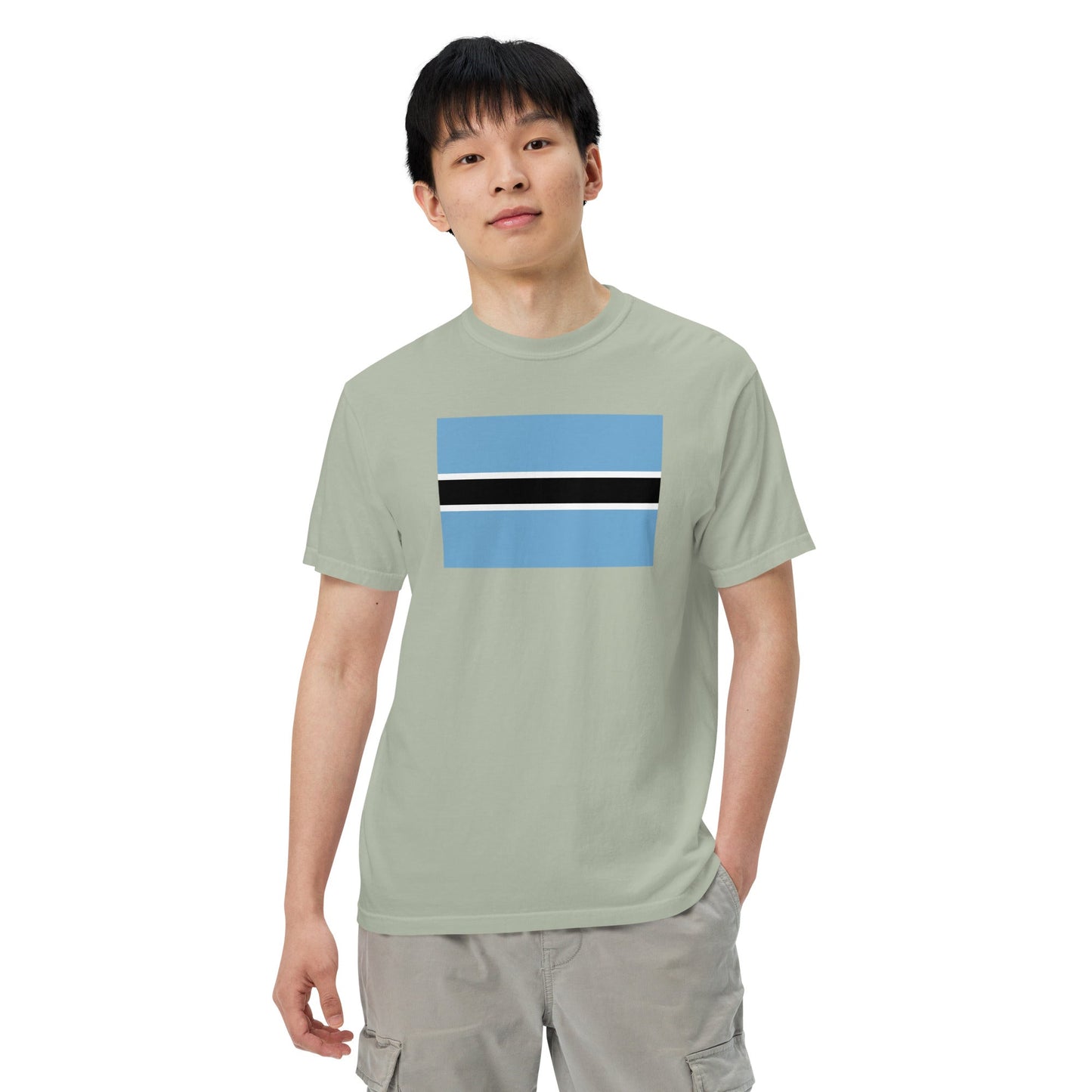 Stylish Botswana flag t-shirt laid flat, 2X large, true navy