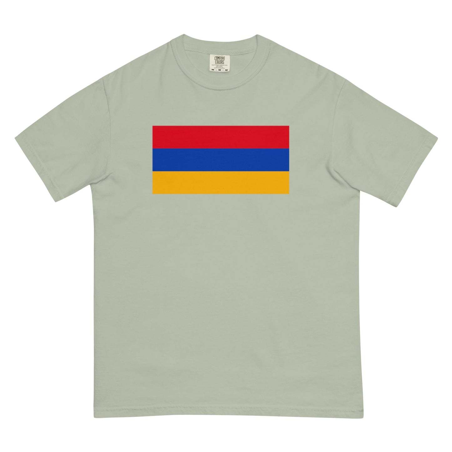 Flat lay of espresso Armenia flag tee, 4X large size