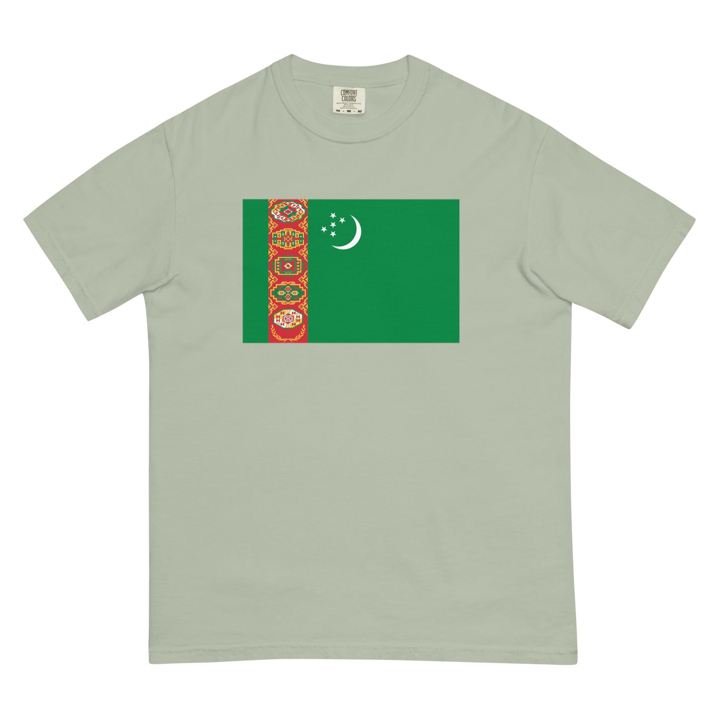 Flag tee representing Turkmenistan in blue jean, 2X large