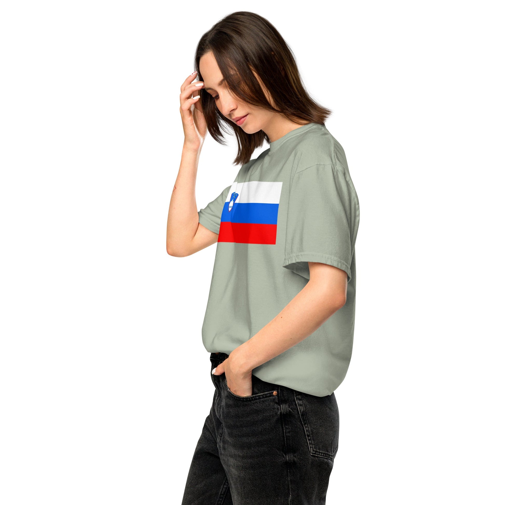 Flag tee representing Slovenia in brick, 3X large