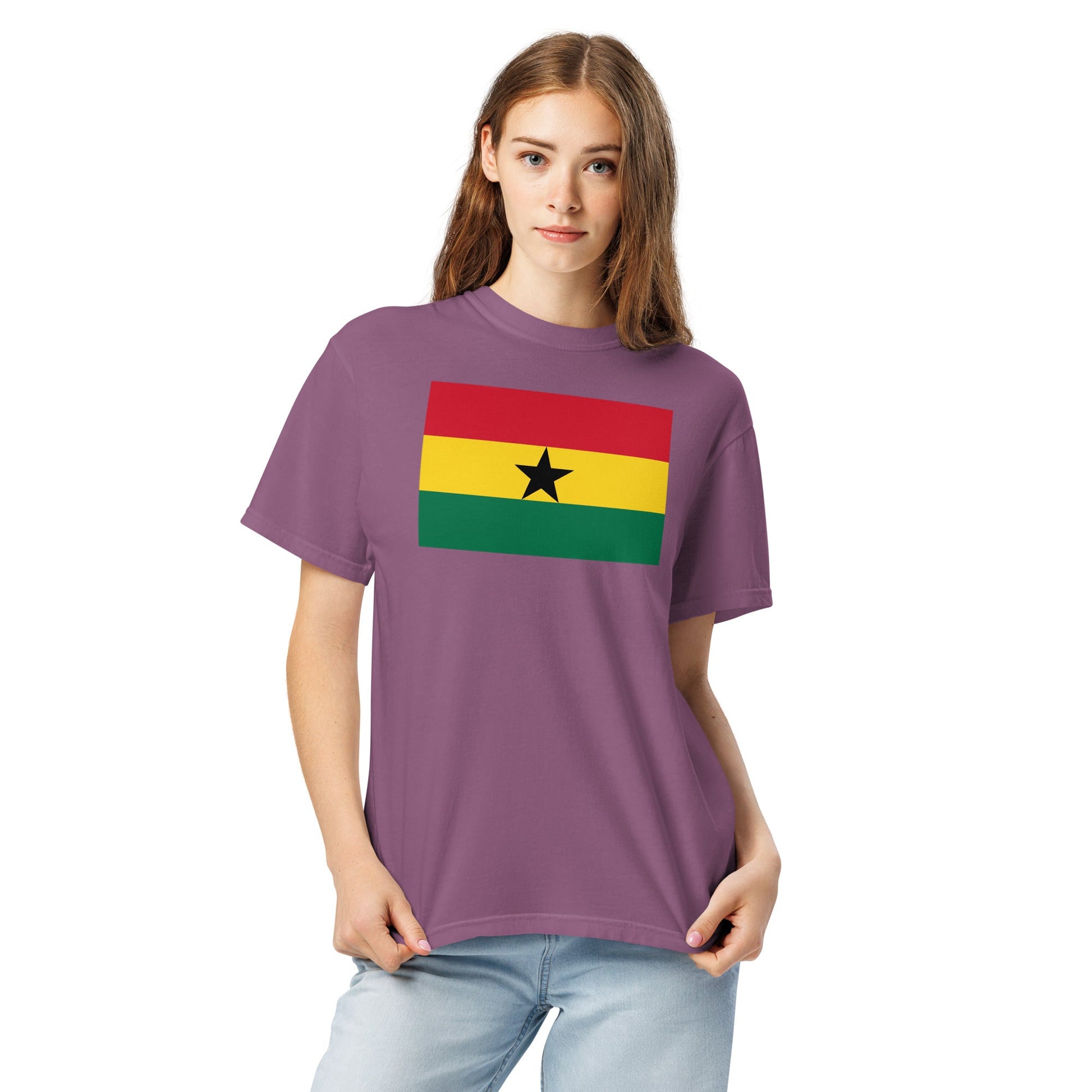 Bold Ghana flag design tee in black, extra large