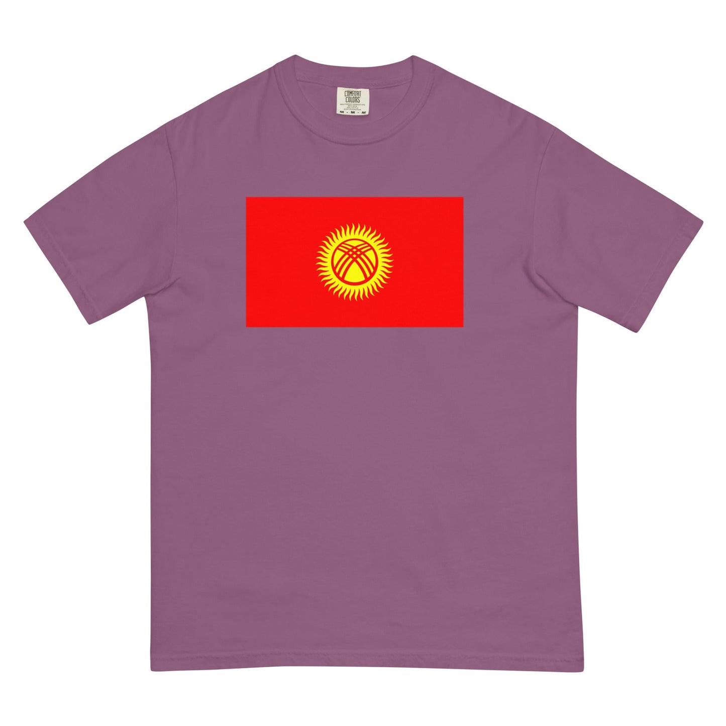 Bold Kyrgyzstan flag design tee in blue spruce, 4X large