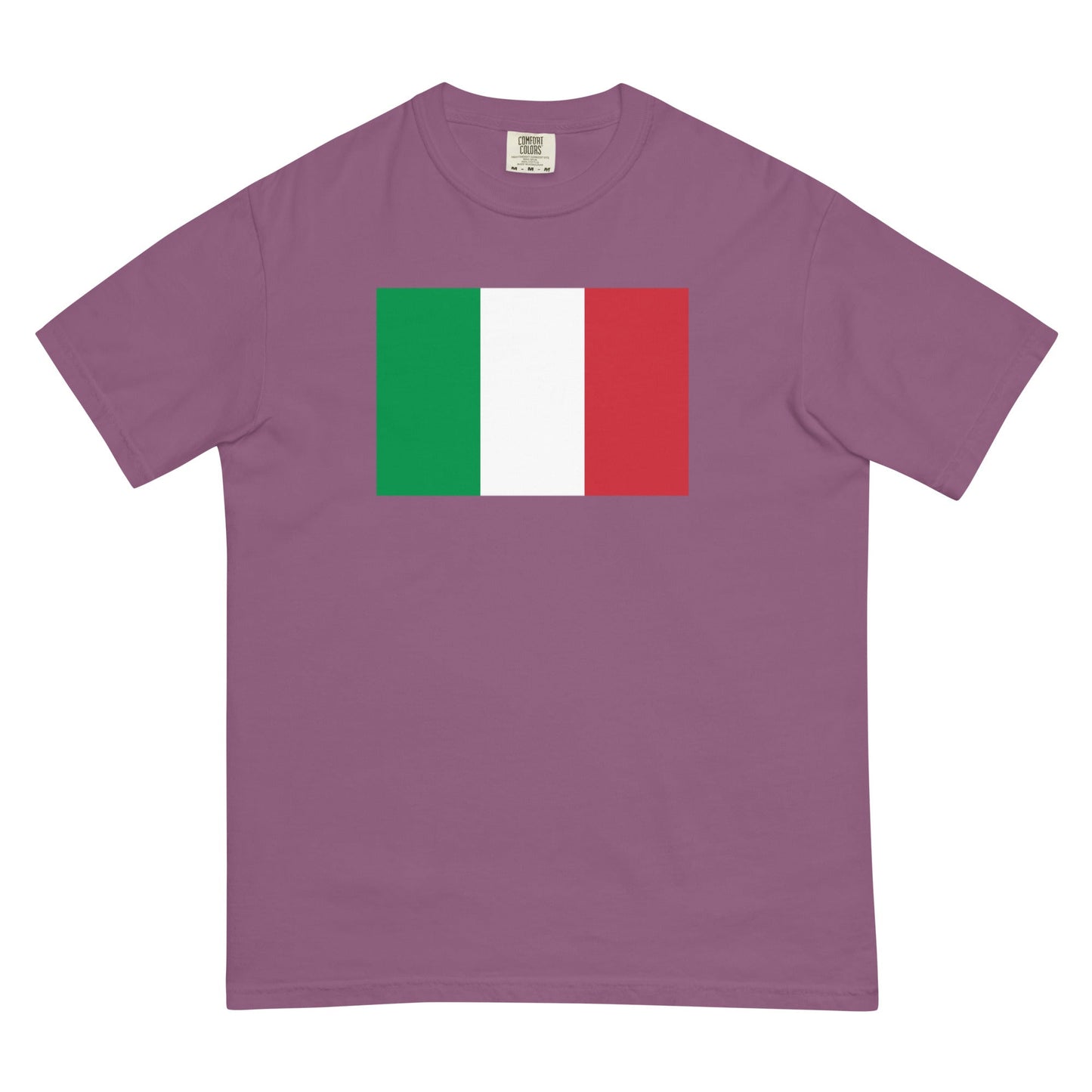 Flat lay of berry Italy flag tee, 4X large size