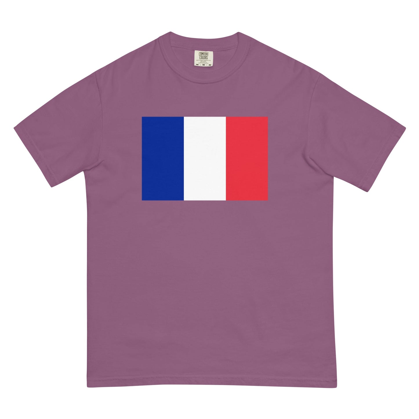 Flat lay of berry France 1 flag tee, large size