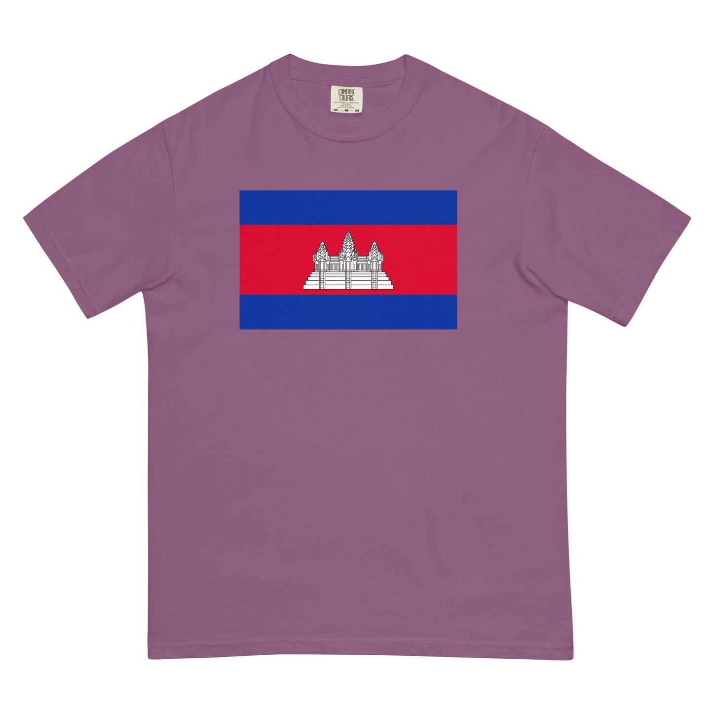 Bold Cambodia flag design tee in blue spruce, 3X large