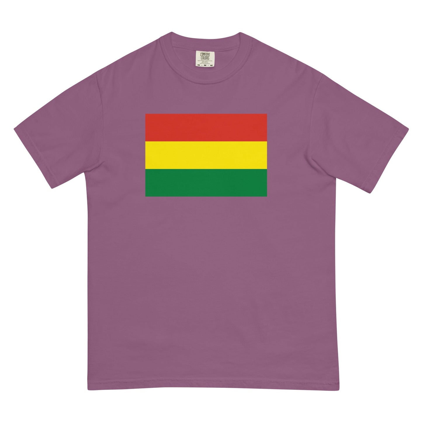 Stylish Bolivia flag t-shirt laid flat, 2X large, espresso