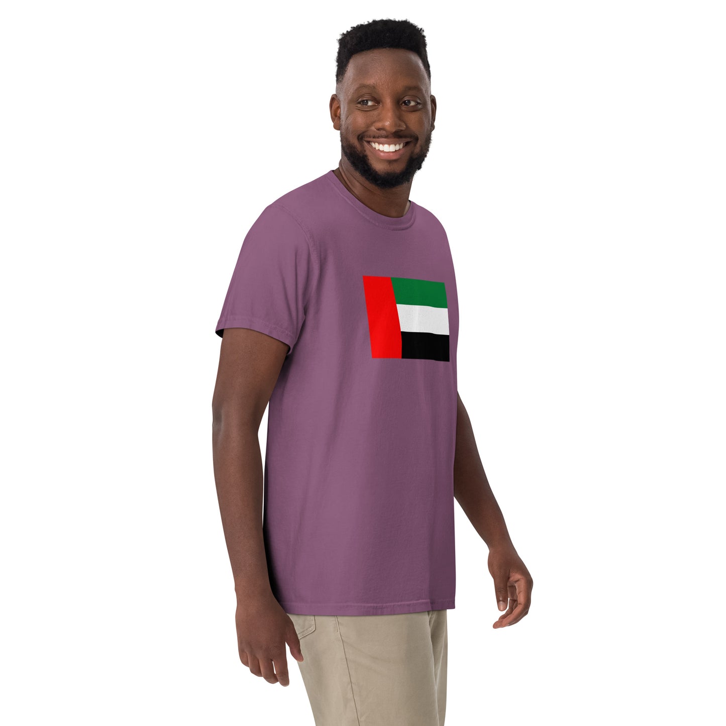 Bold United Arab Emirates flag design tee in berry, medium