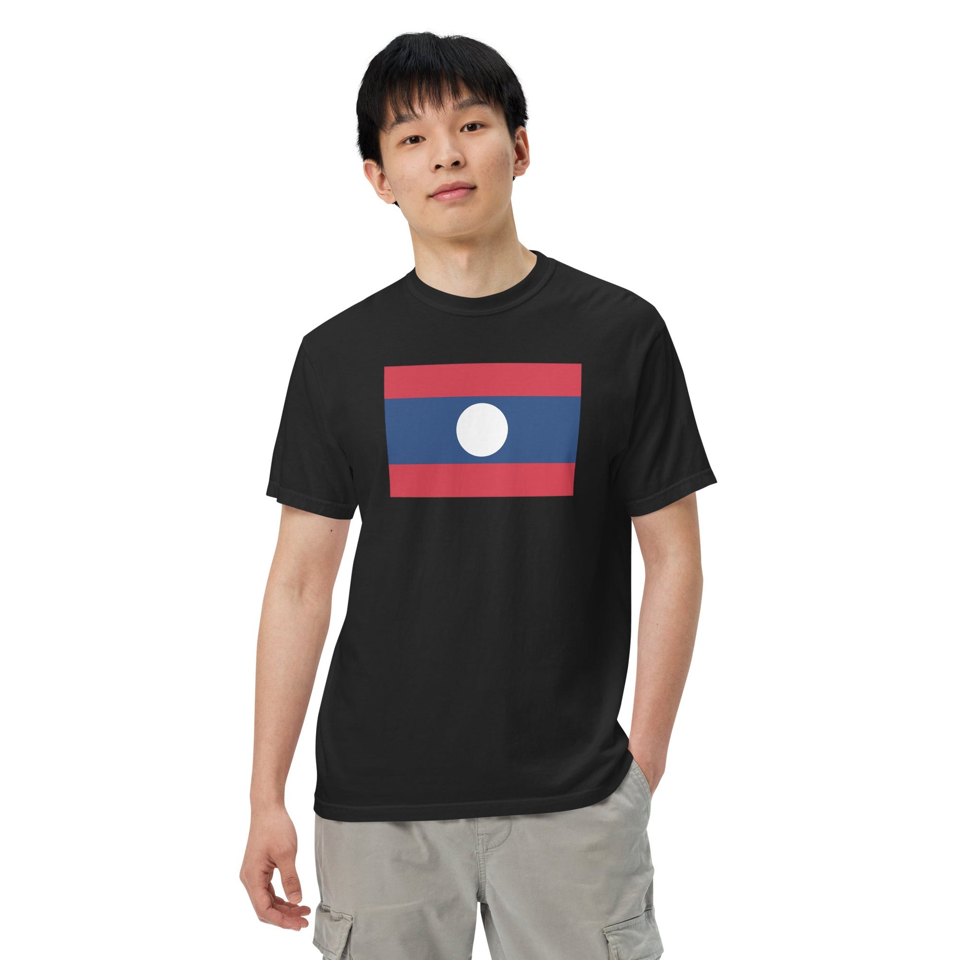Laos flag shirt in black, size large