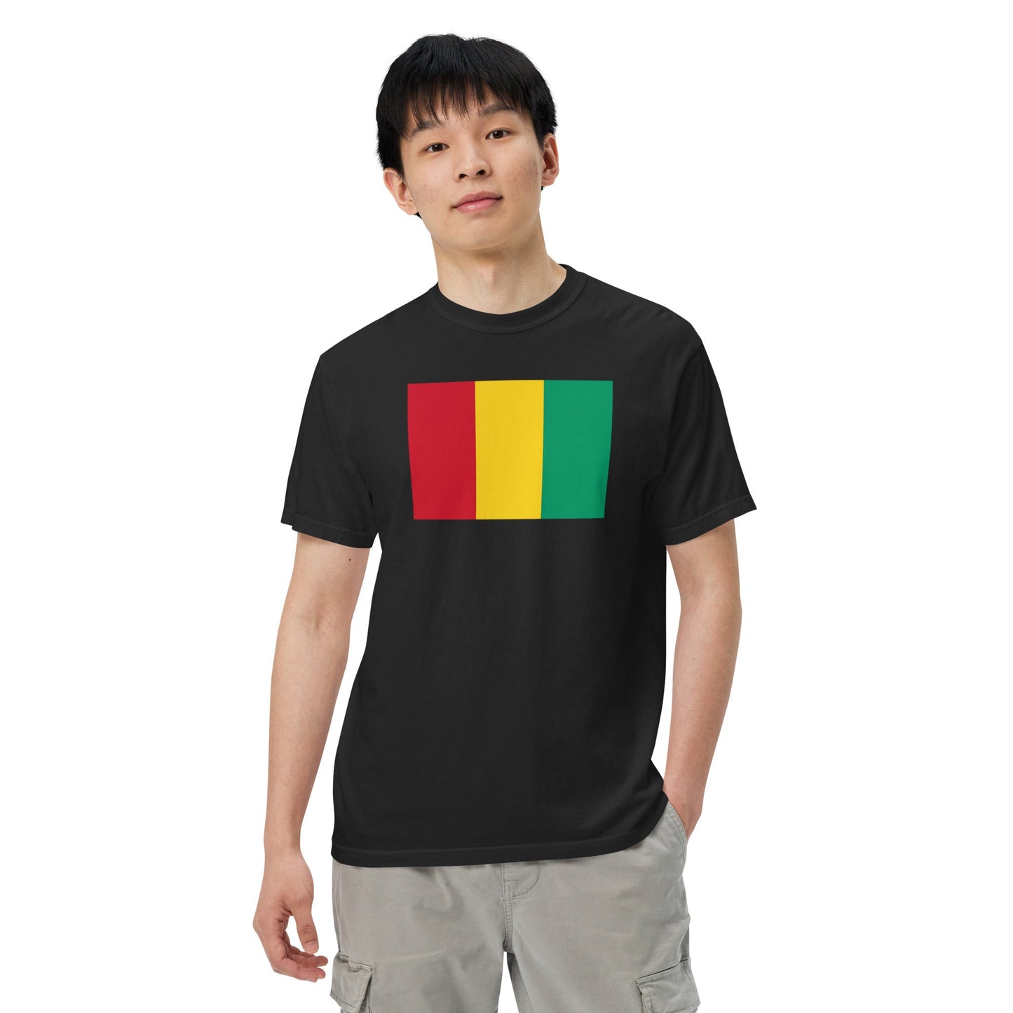 Flag tee representing Guinea in black, large