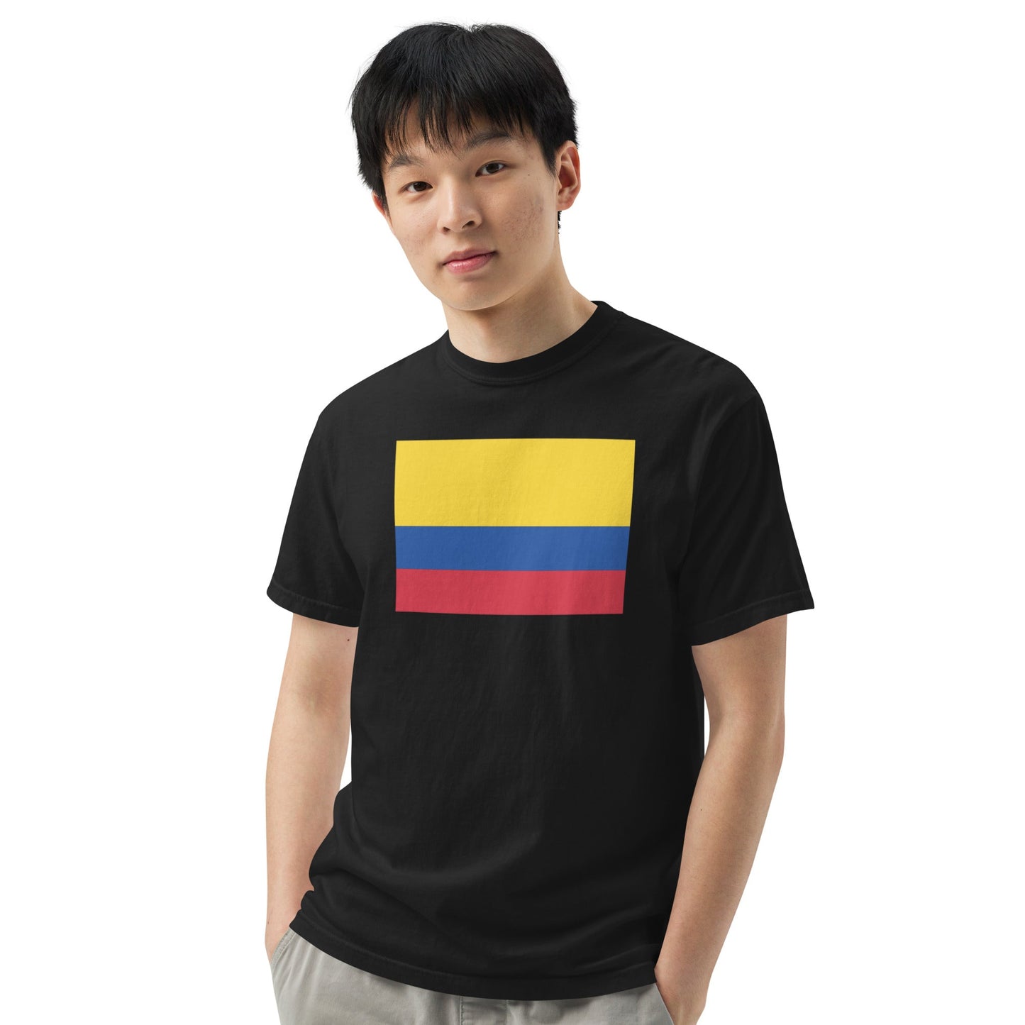 Bold Colombia flag design tee in black, large