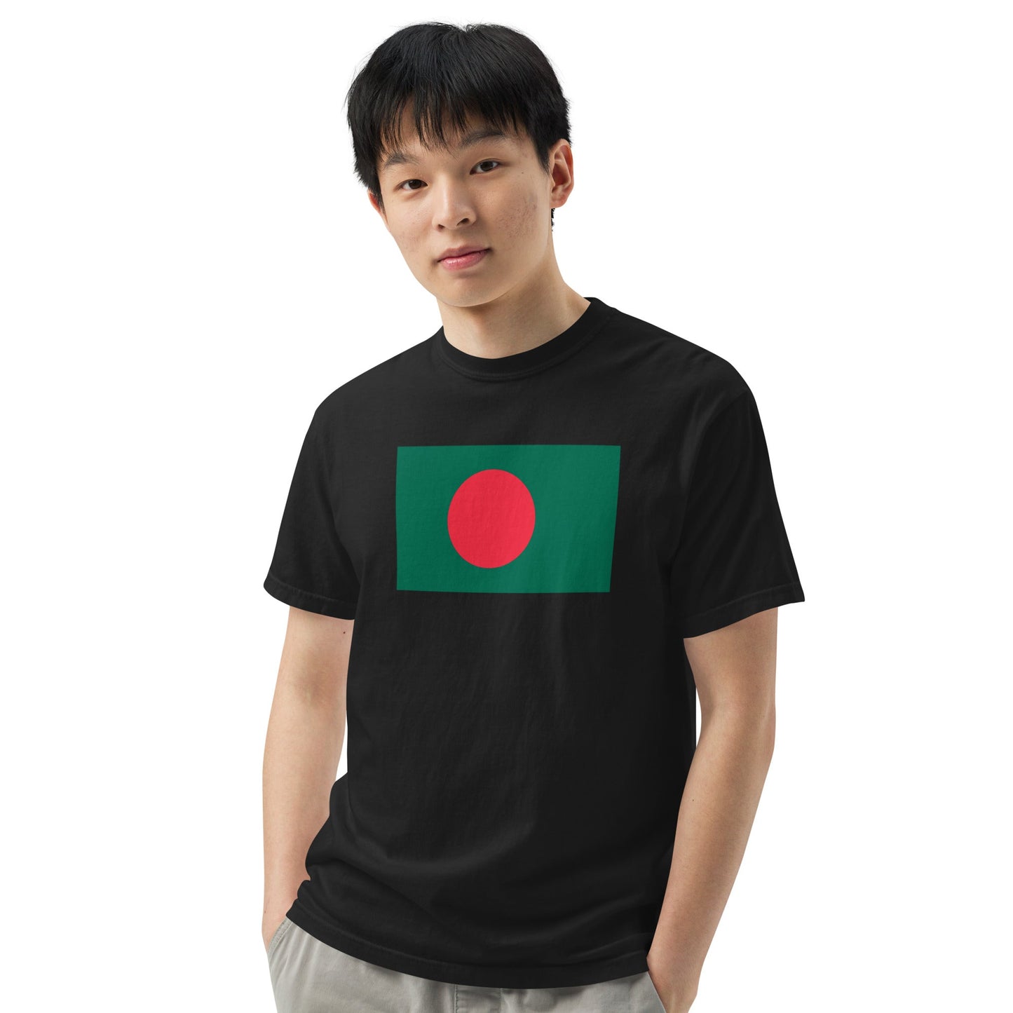 Flat lay of black Bangladesh flag tee, 3X large size