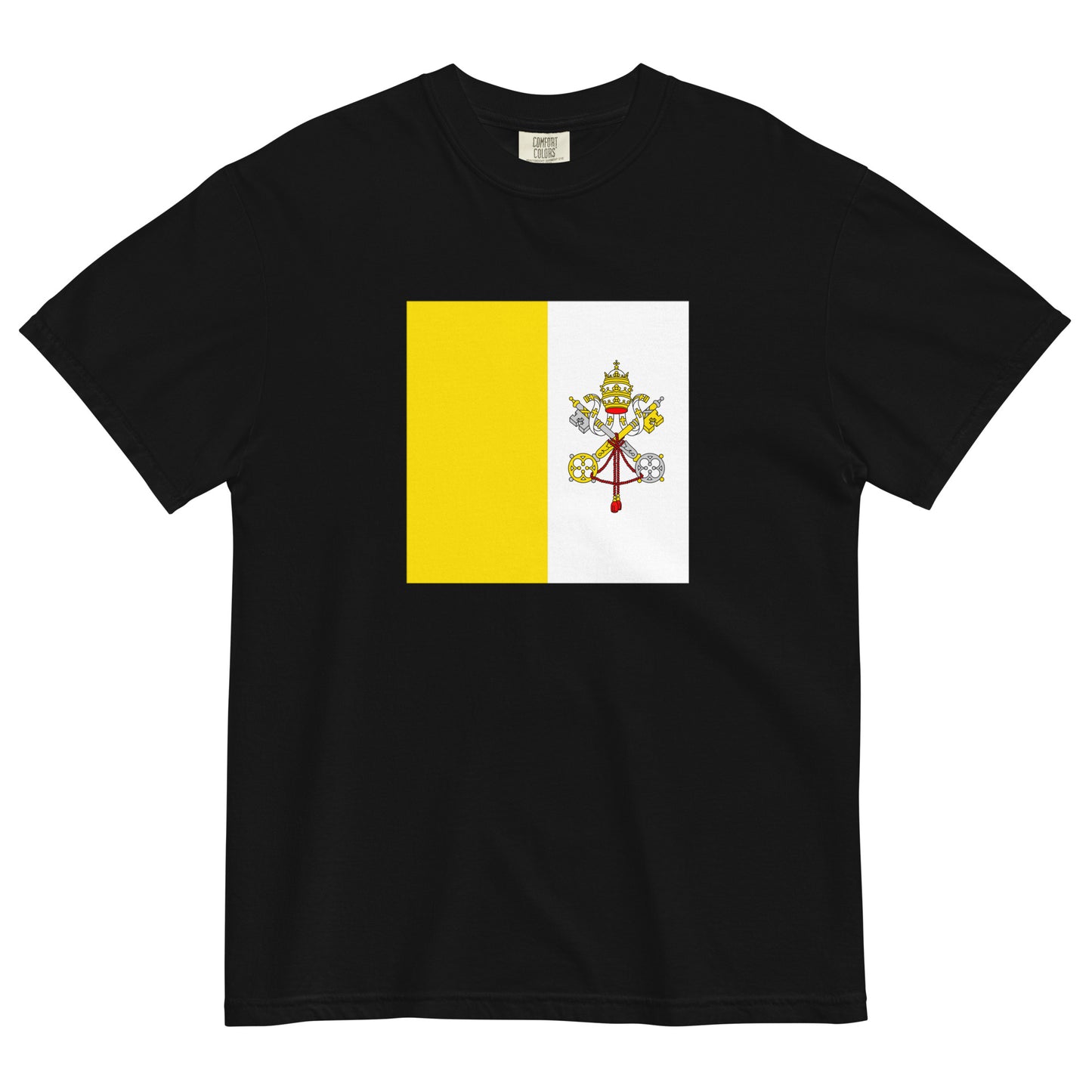 Flag tee representing Vatican City in black, 2X large