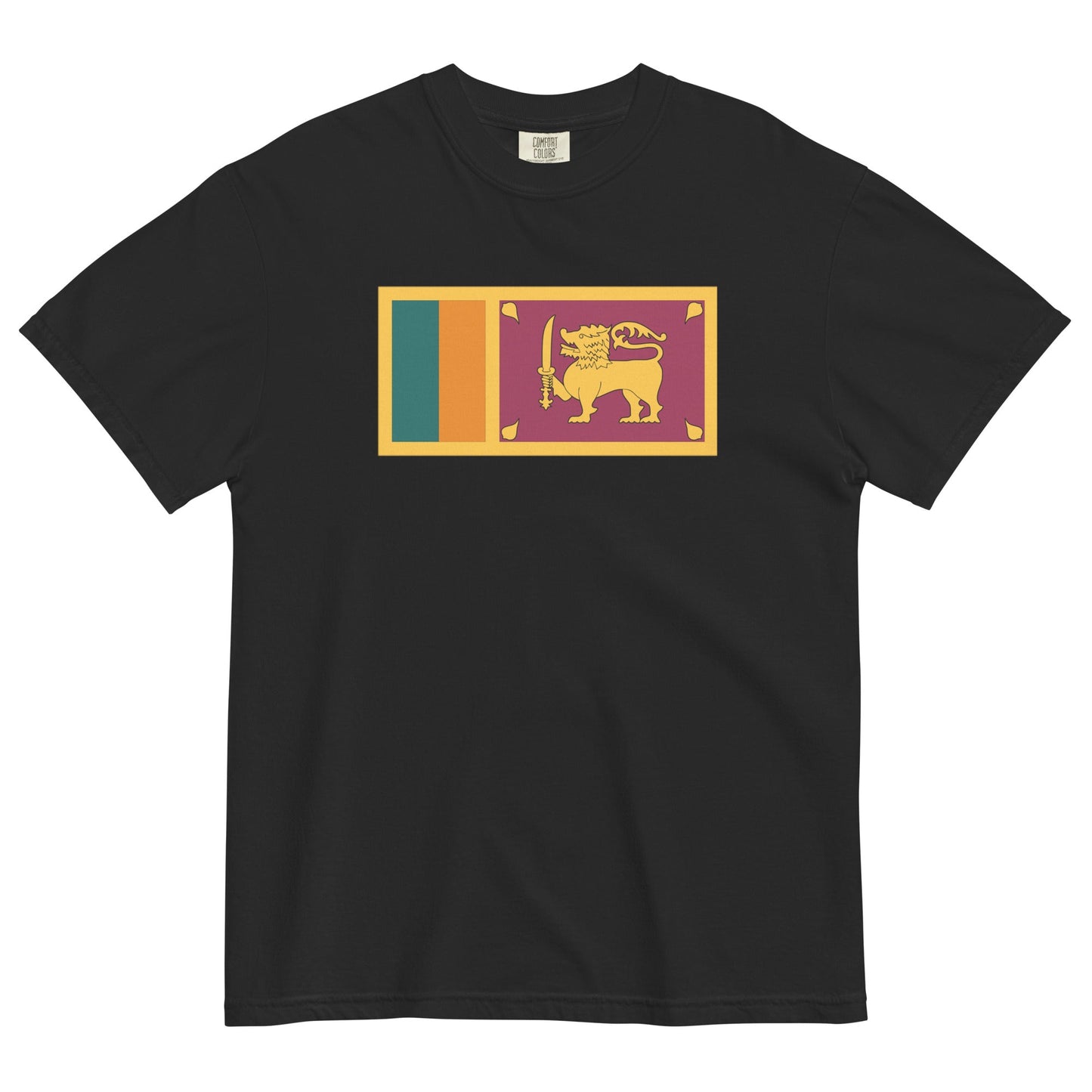 Bold Sri Lanka flag design tee in black, extra large