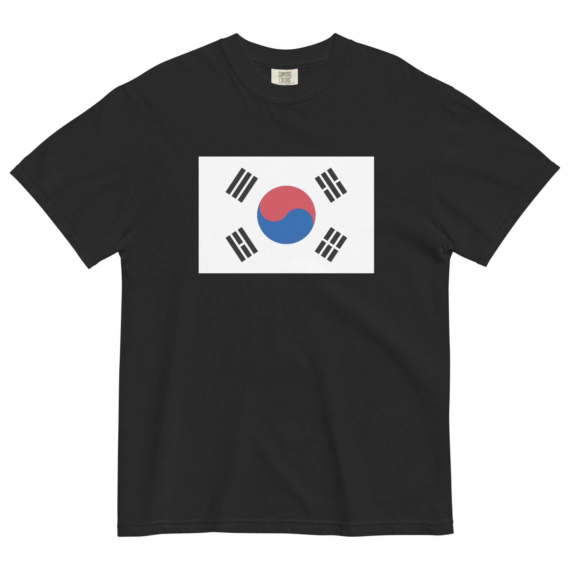 Flag tee representing South Korea in black, extra large