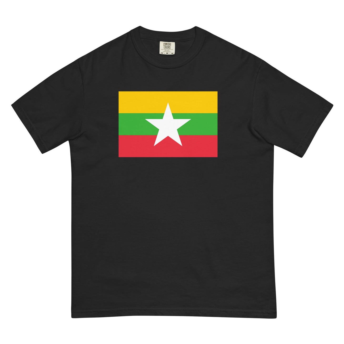 true navy shirt with Myanmar Burma flag design, 2X large