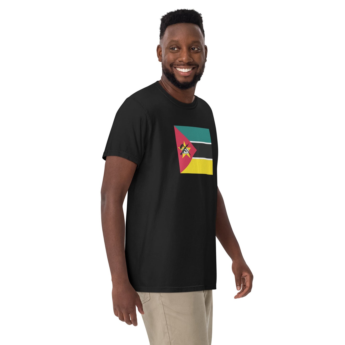 Stylish Morocco flag t-shirt laid flat, extra large, black