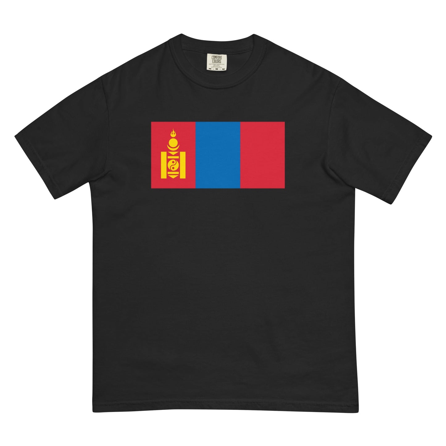Stylish Mongolia flag t-shirt laid flat, 4X large, true navy