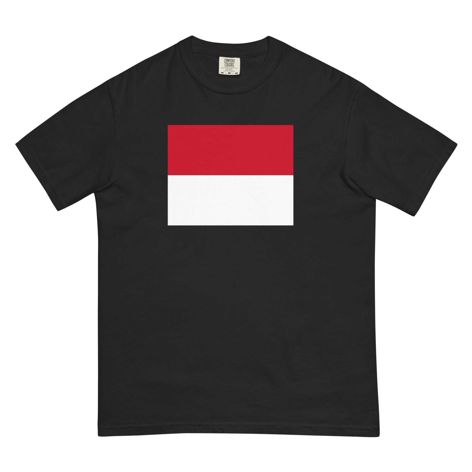 black shirt with Monaco flag design, small