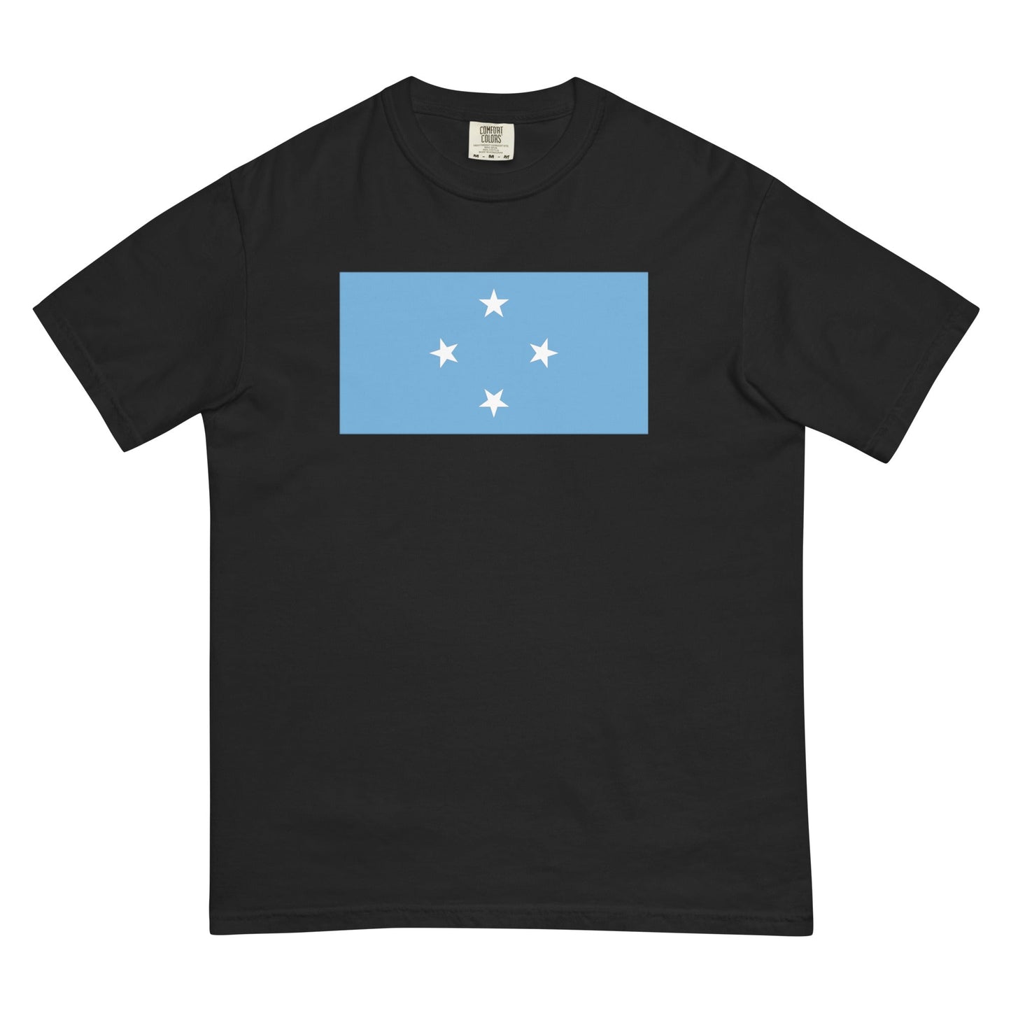 Stylish Micronesia flag t-shirt laid flat, 4X large, true navy