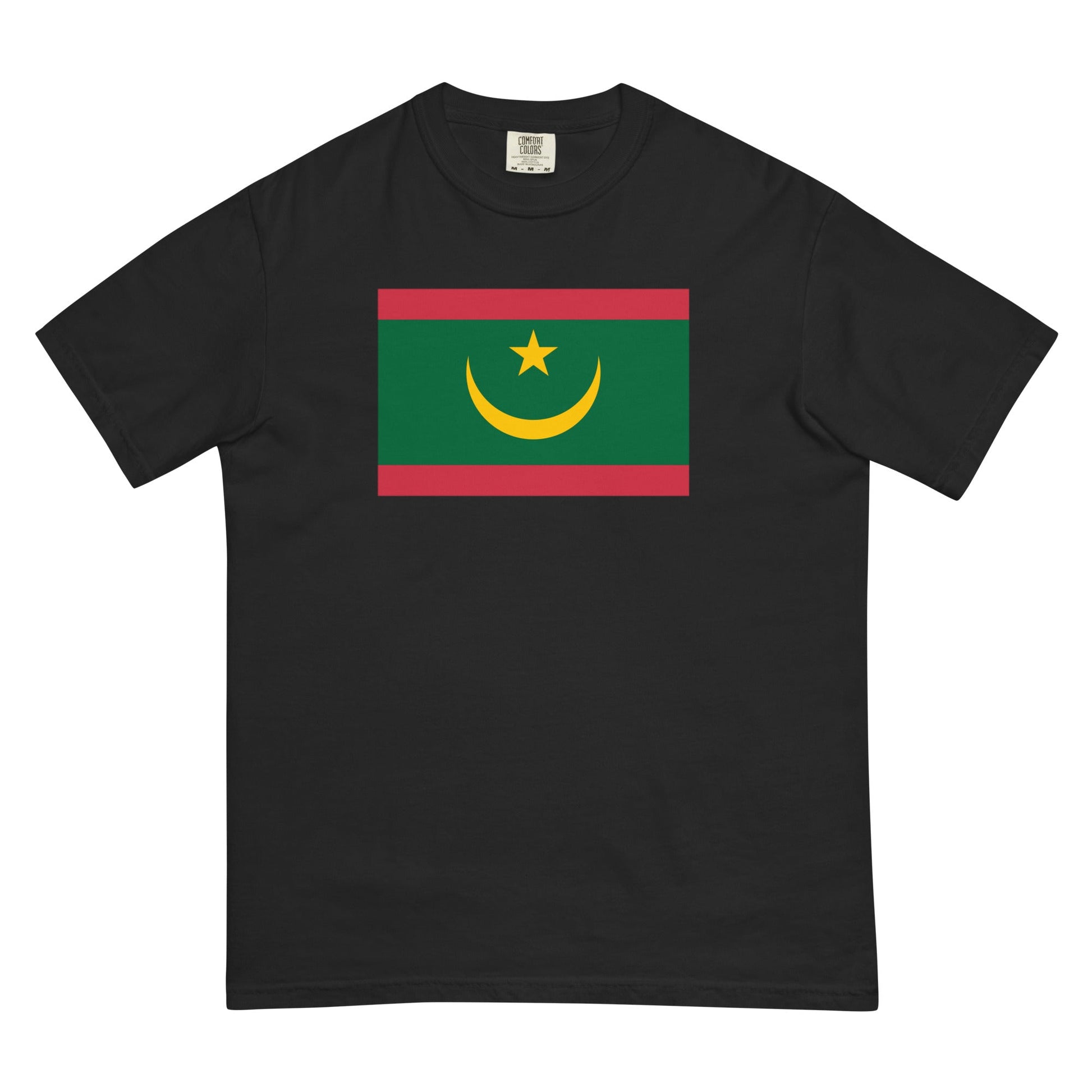 Stylish Mauritania flag t-shirt laid flat, 3X large, true navy