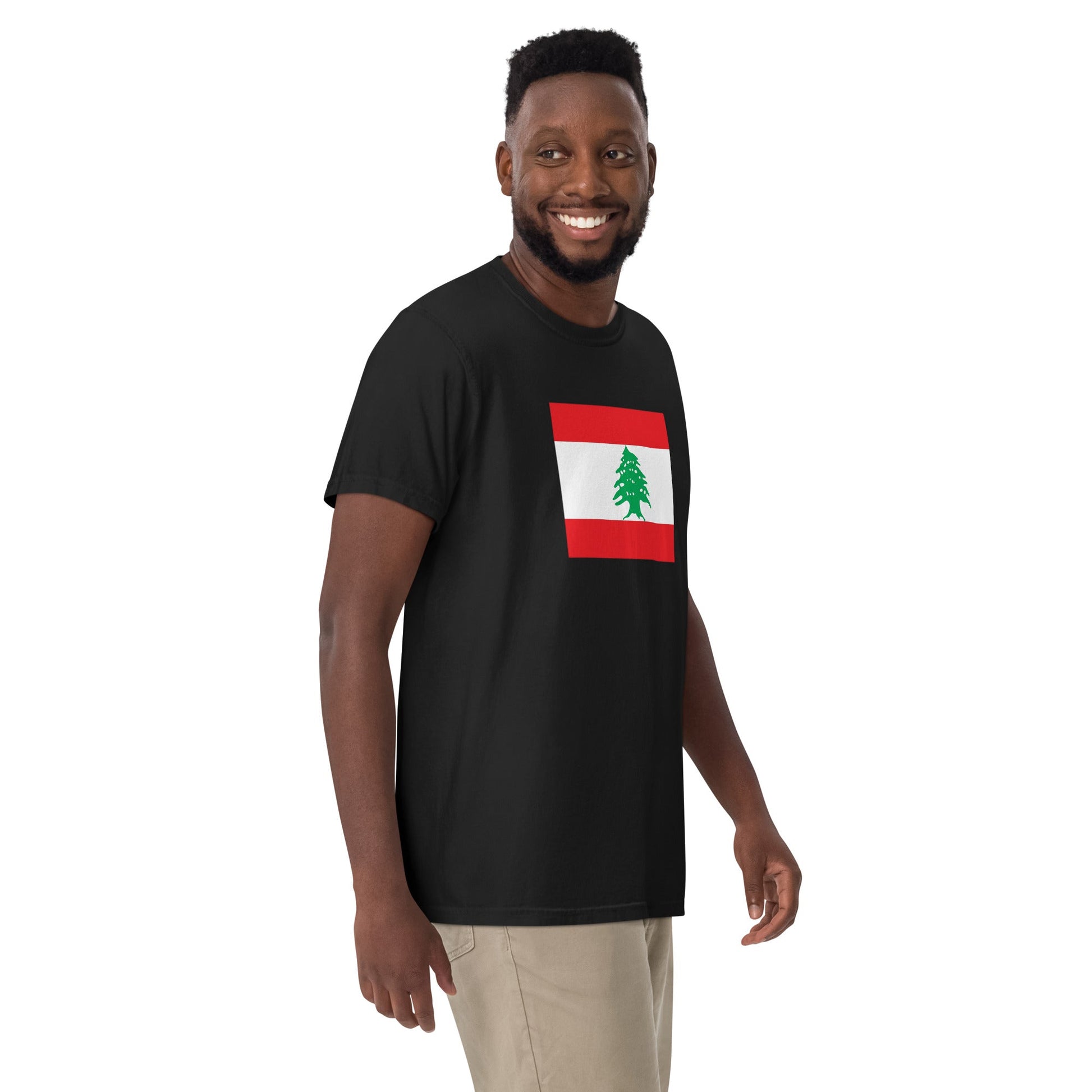 black shirt with Lebanon flag design, medium