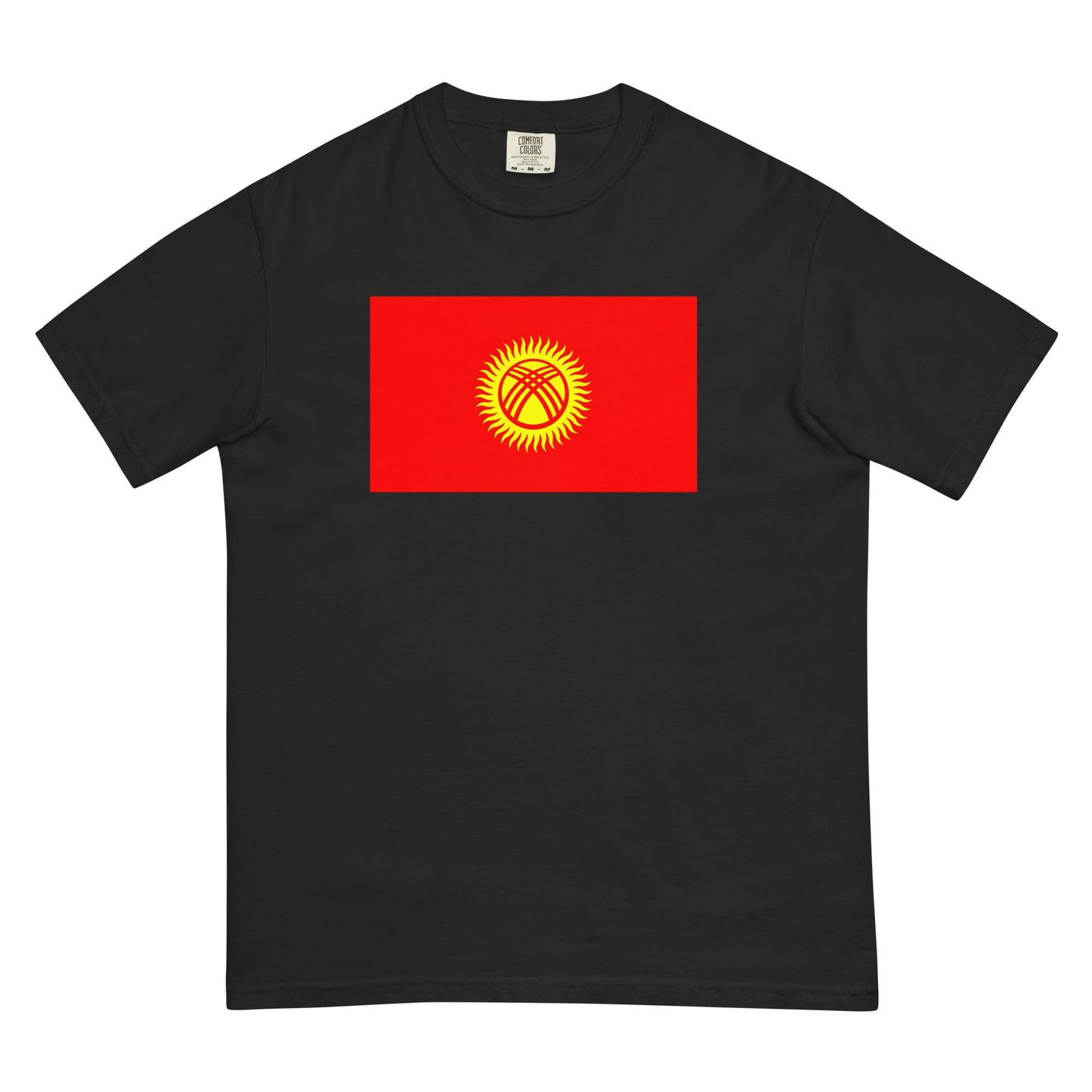 Flag tee representing Kyrgyzstan in blue spruce, large