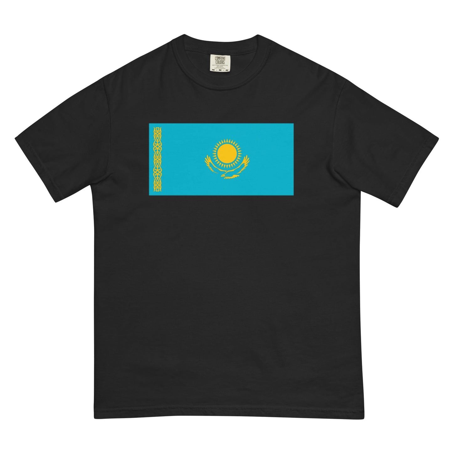 Bold Kazakhstan flag design tee in true navy, 2X large