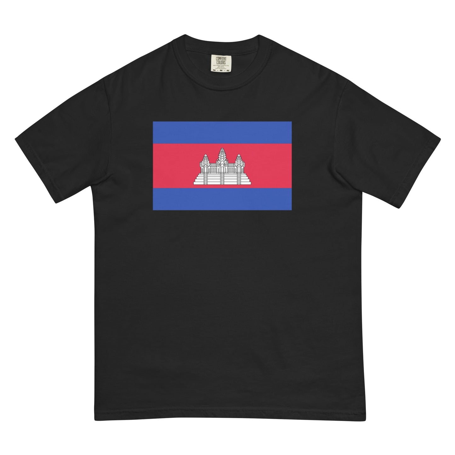 Bold Cambodia flag design tee in blue spruce, medium