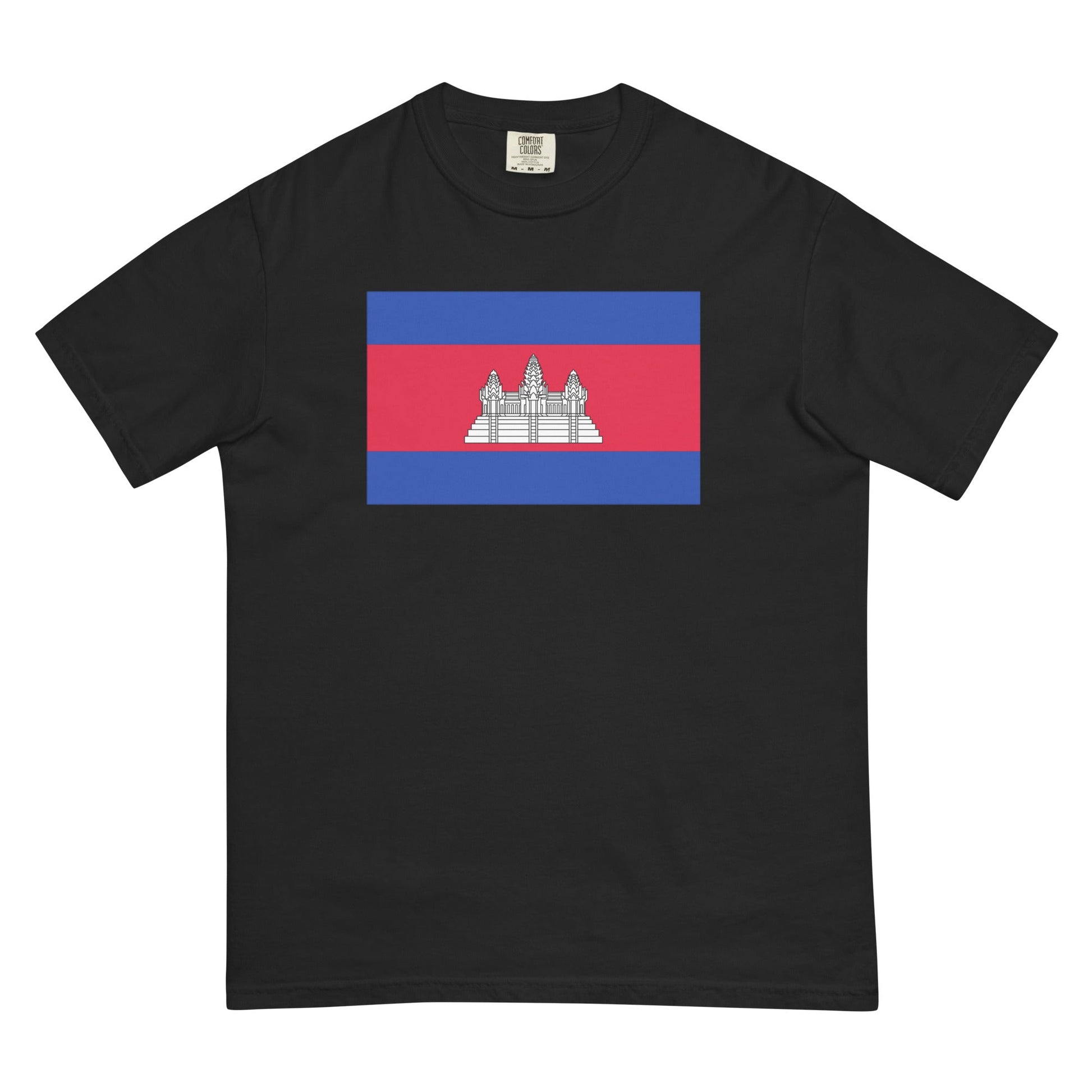 Bold Cambodia flag design tee in blue spruce, medium