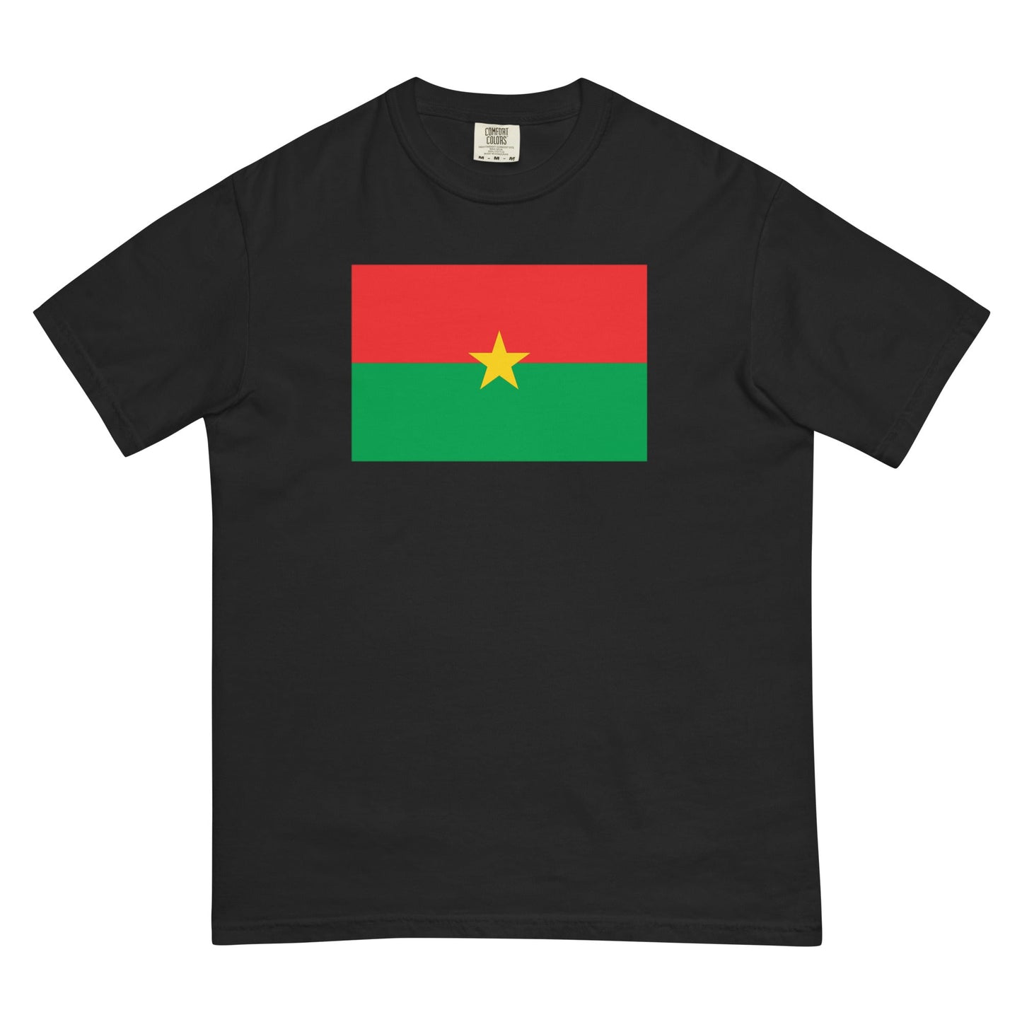 Flat lay of espresso Burkina Faso flag tee, extra large size