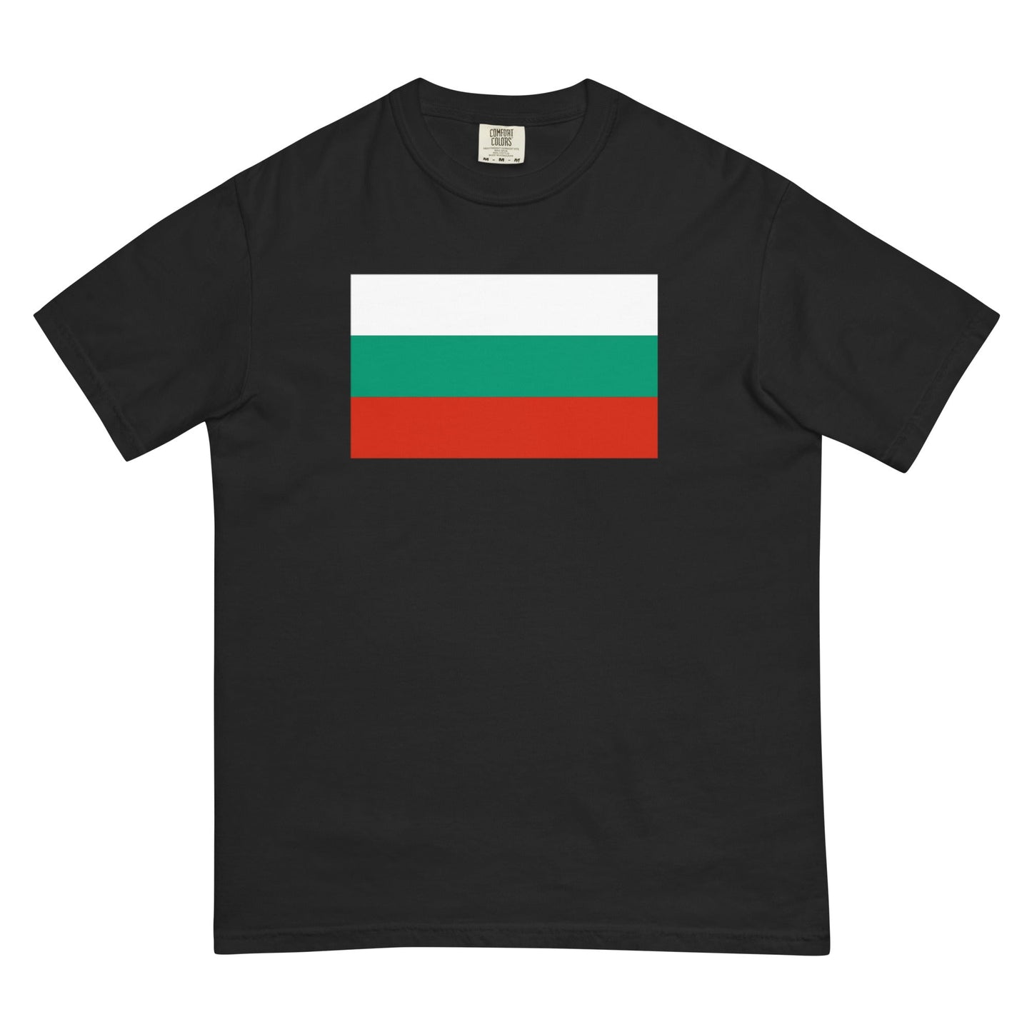 Flat lay of crimson Bulgaria flag tee, large size