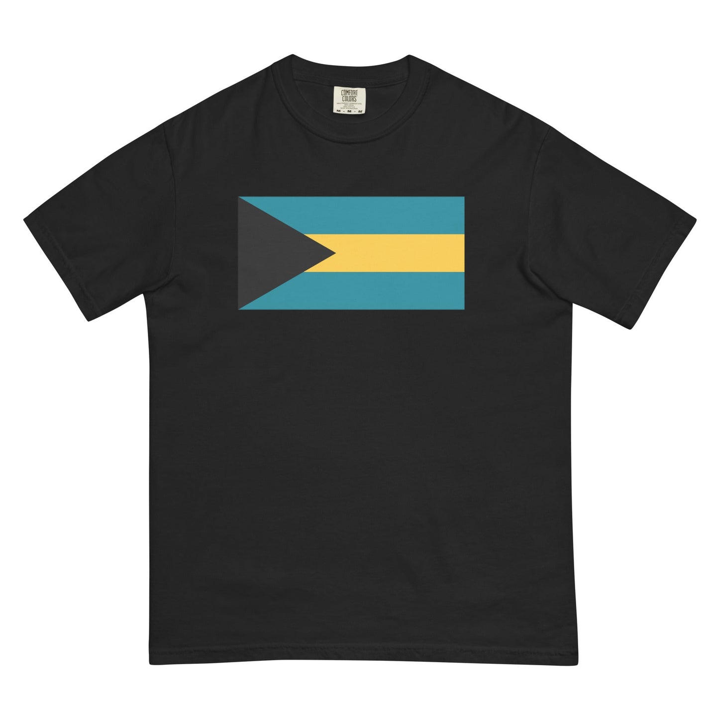 Stylish Bahamas flag t-shirt laid flat, medium, espresso