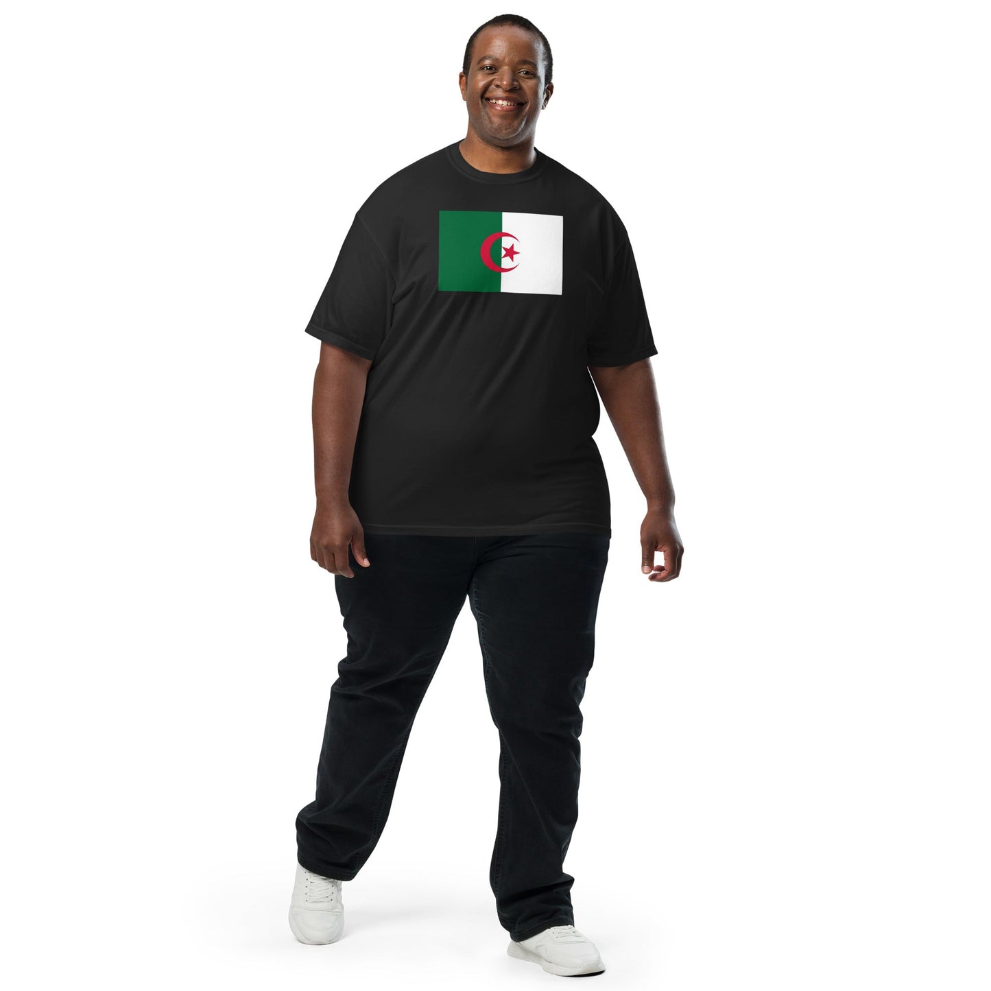 Flag tee representing Algeria in black, 4X large