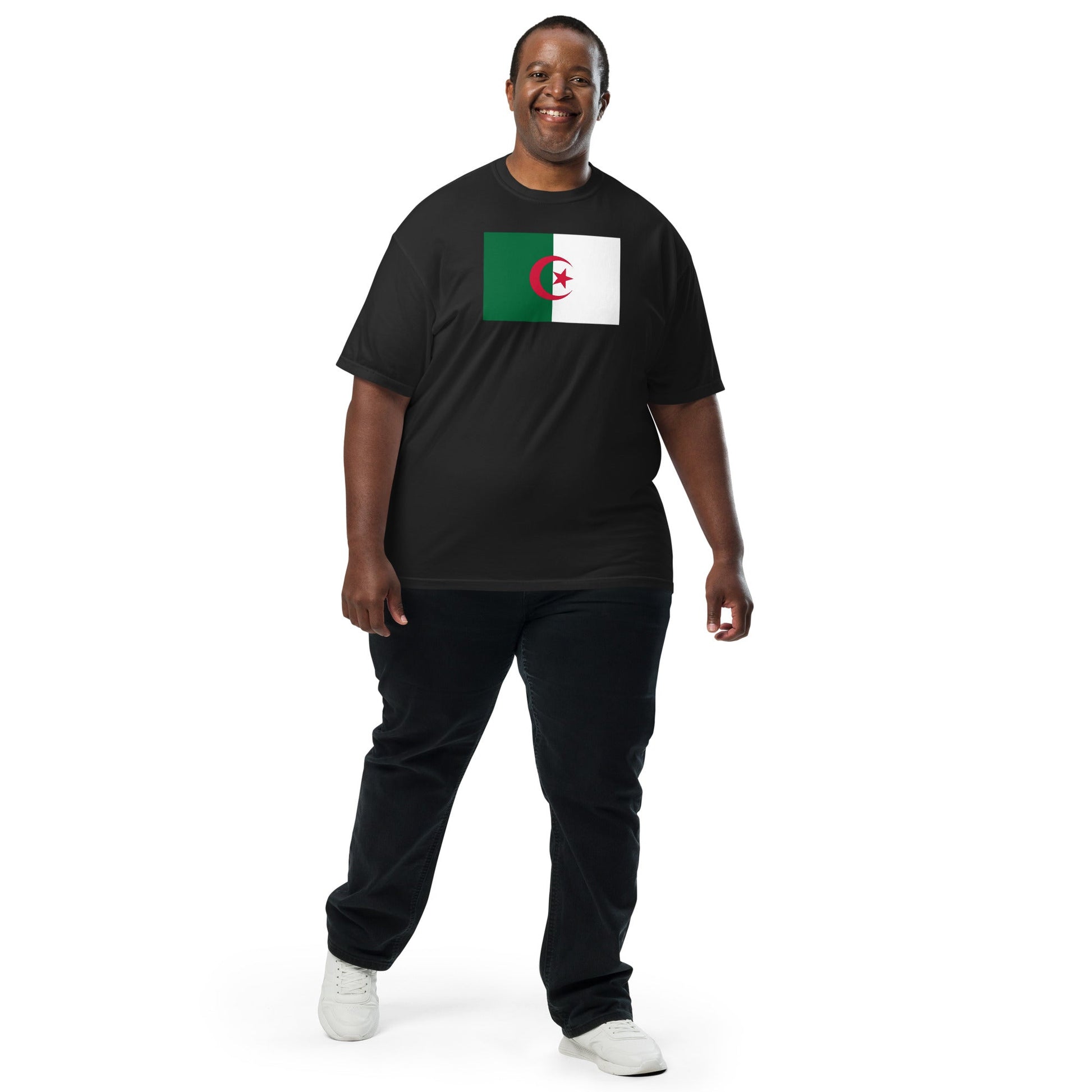 Flag tee representing Algeria in black, 4X large