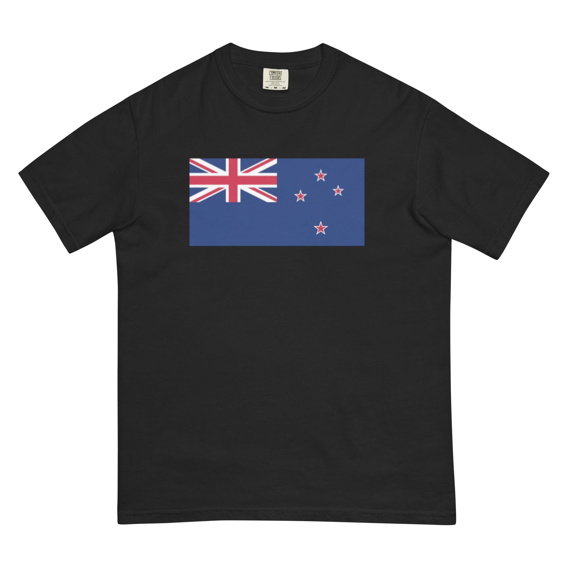 Stylish New flag t-shirt laid flat, small, black