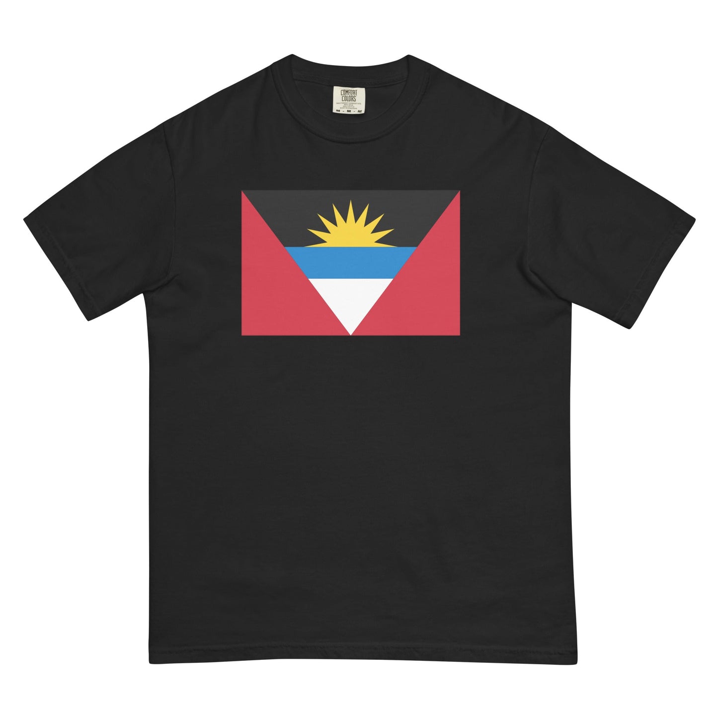 Stylish Antigua And Barbuda Flag Pride Shirt flag t-shirt laid flat, extra large, blue spruce