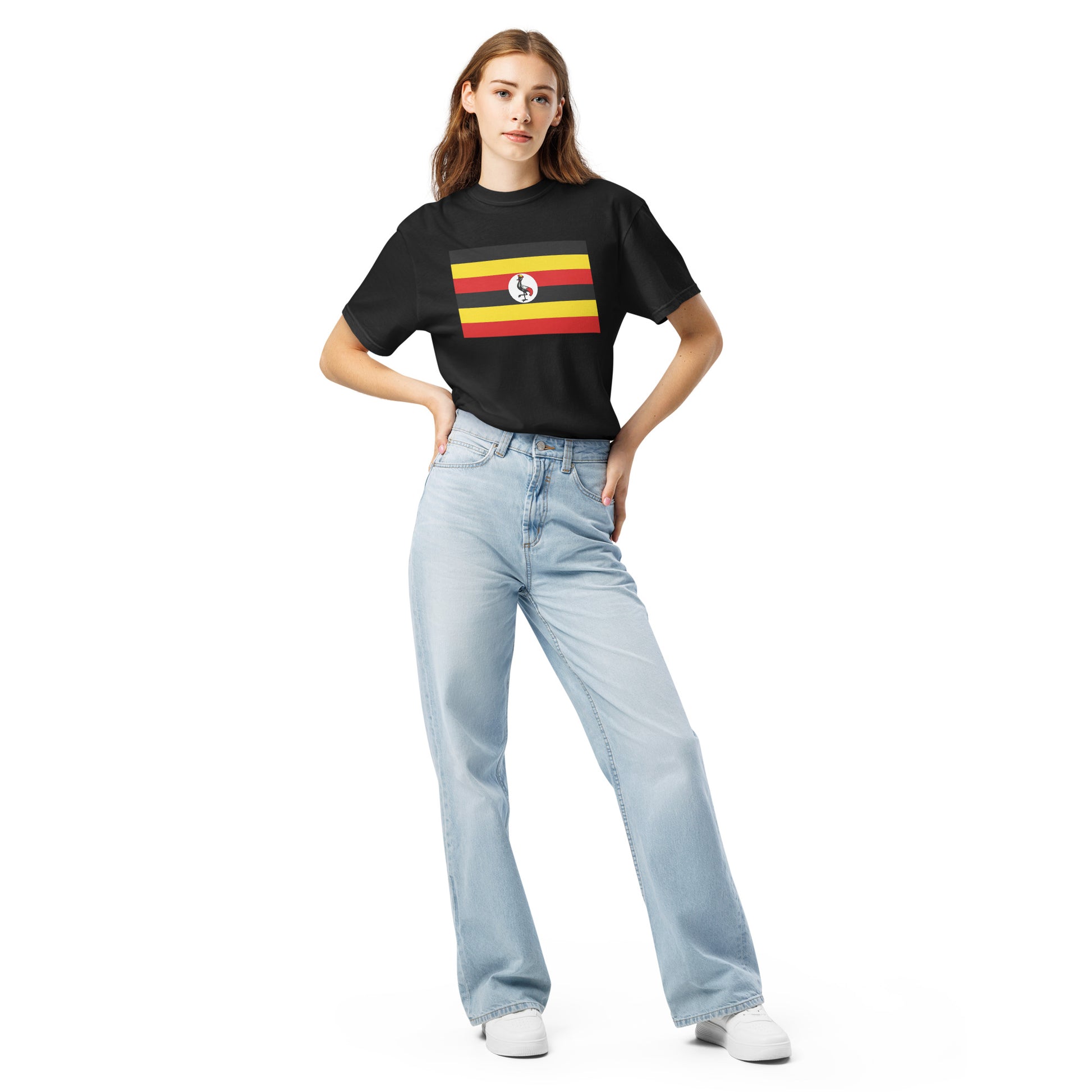 Uganda heritage shirt, black, size large