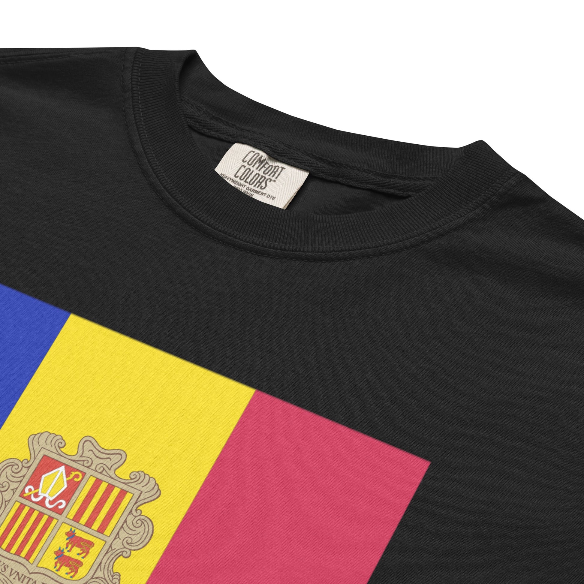 Flag tee representing Andorra in black, 3X large