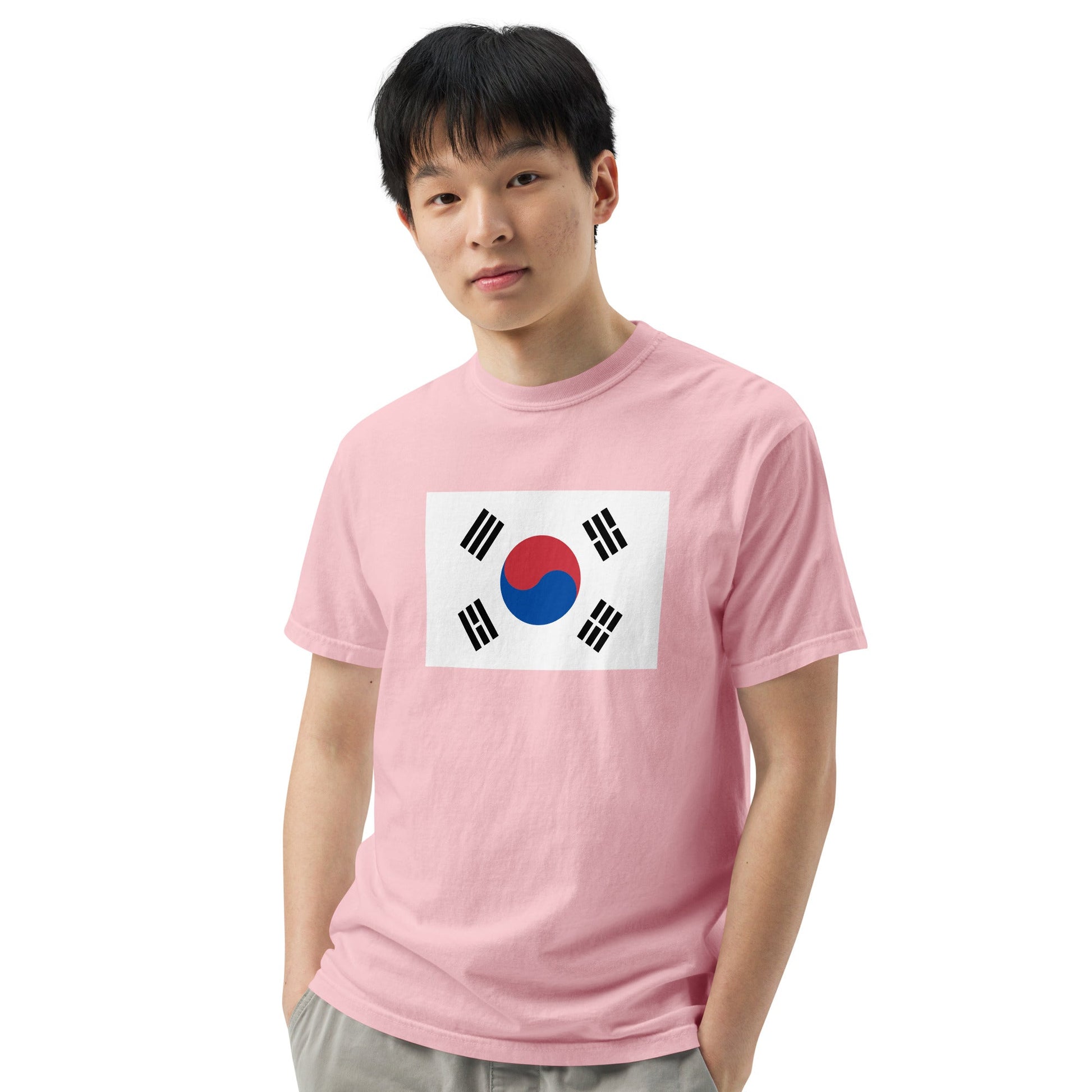 Bold South Korea flag design tee in blue spruce, 3X large