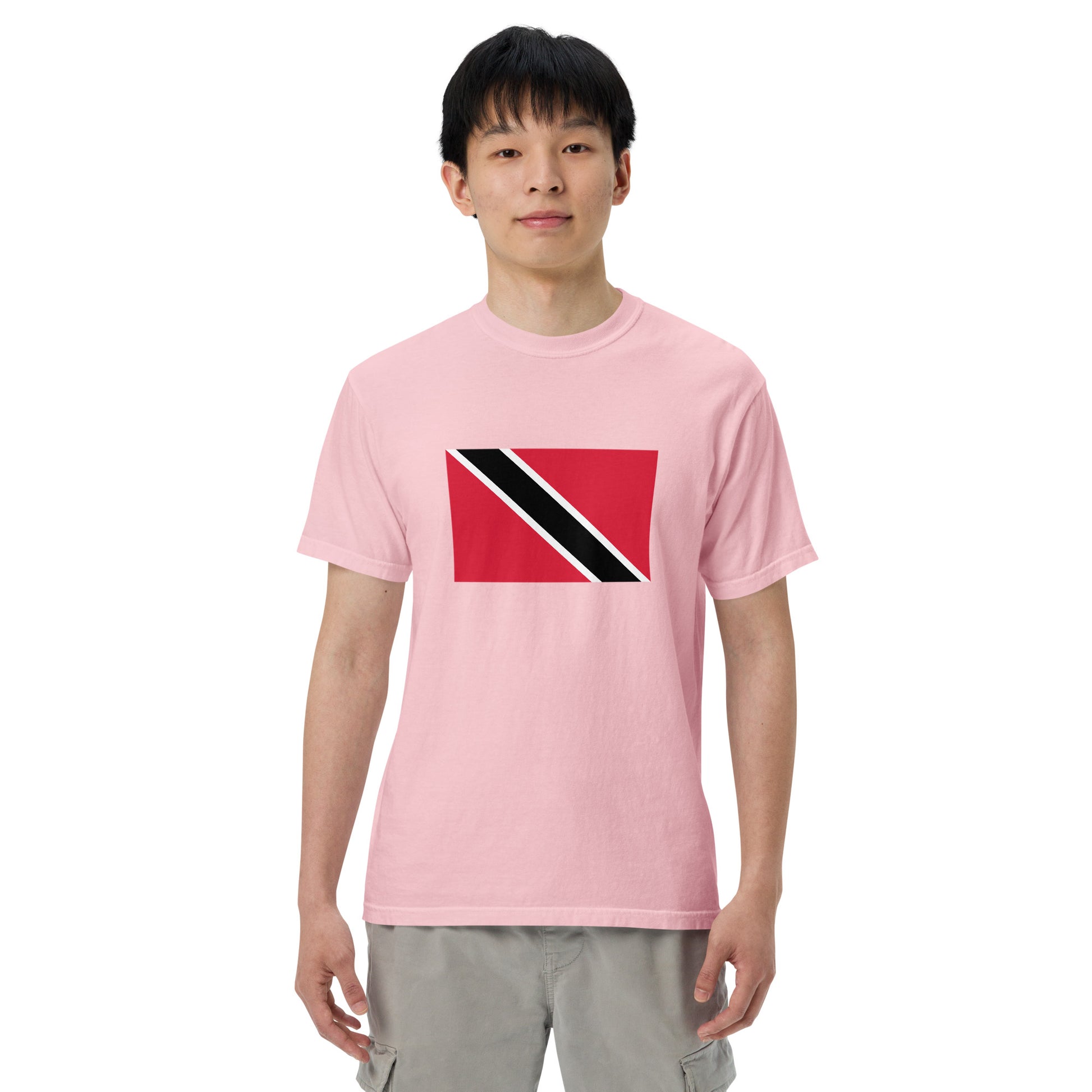 Trinidad flag shirt in blue jean, size large