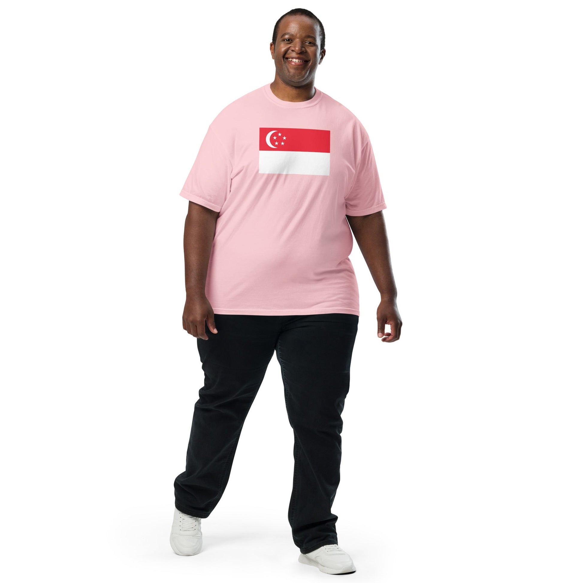 Flag tee representing Singapore in brick, 4X large