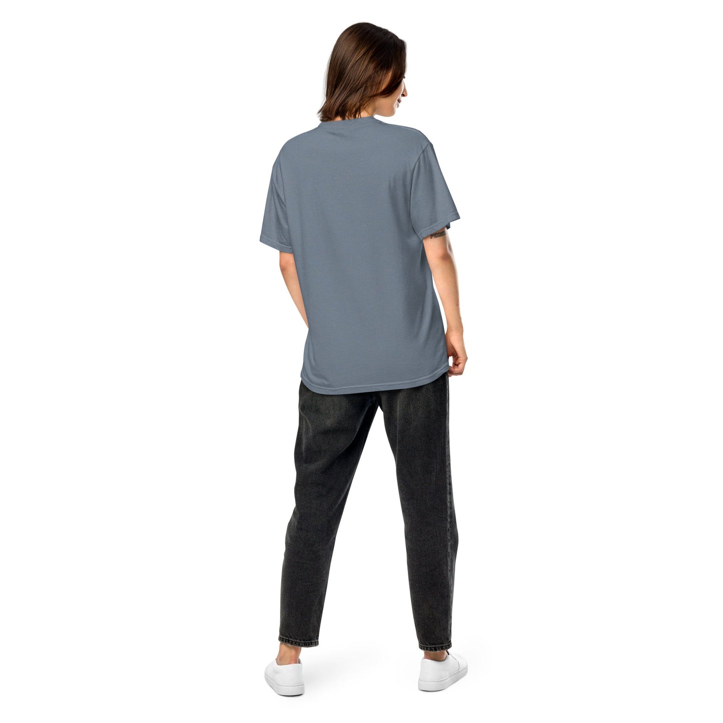Flat lay of true navy Guyana flag tee, extra large size