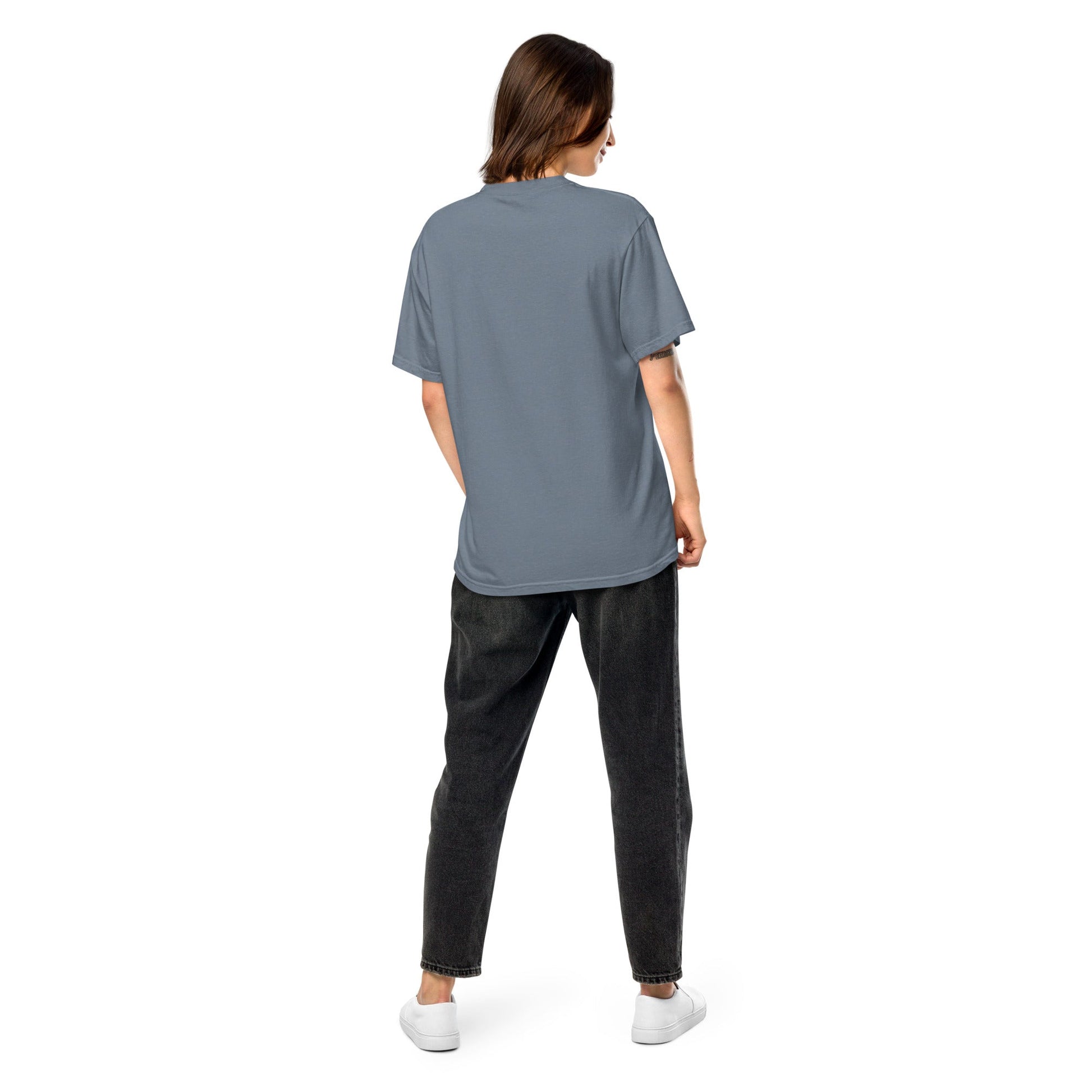 Flat lay of true navy Guyana flag tee, extra large size